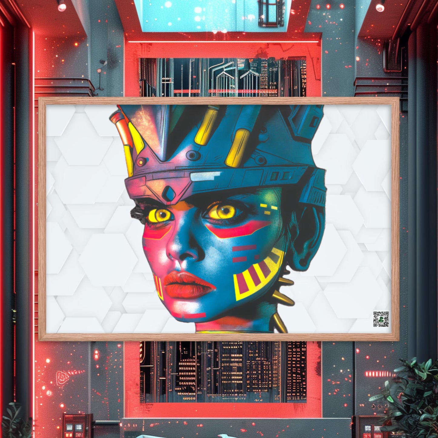 Cyber Empress - Framed photo paper poster - White Hex Colorway - BBairt