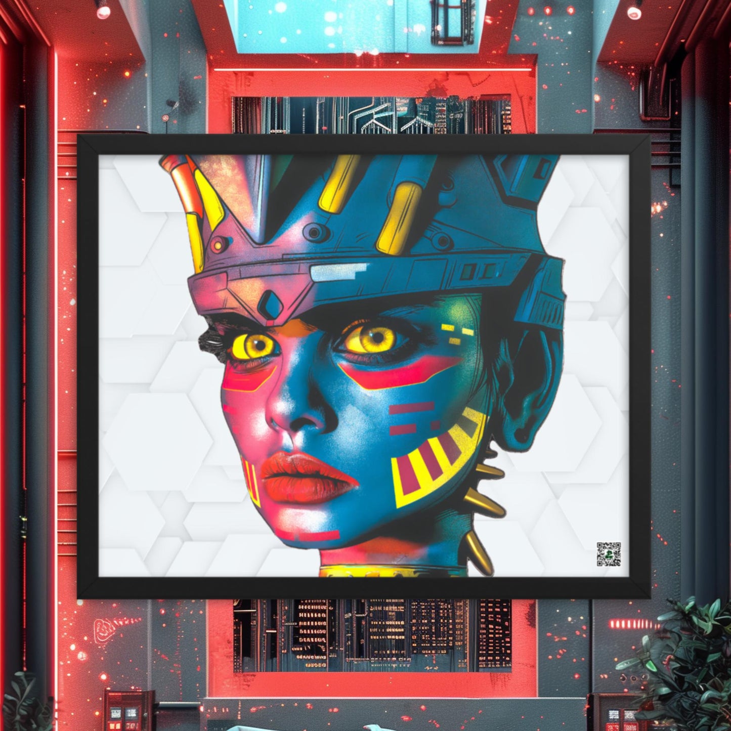 Cyber Empress - Framed photo paper poster - White Hex Colorway - BBairt