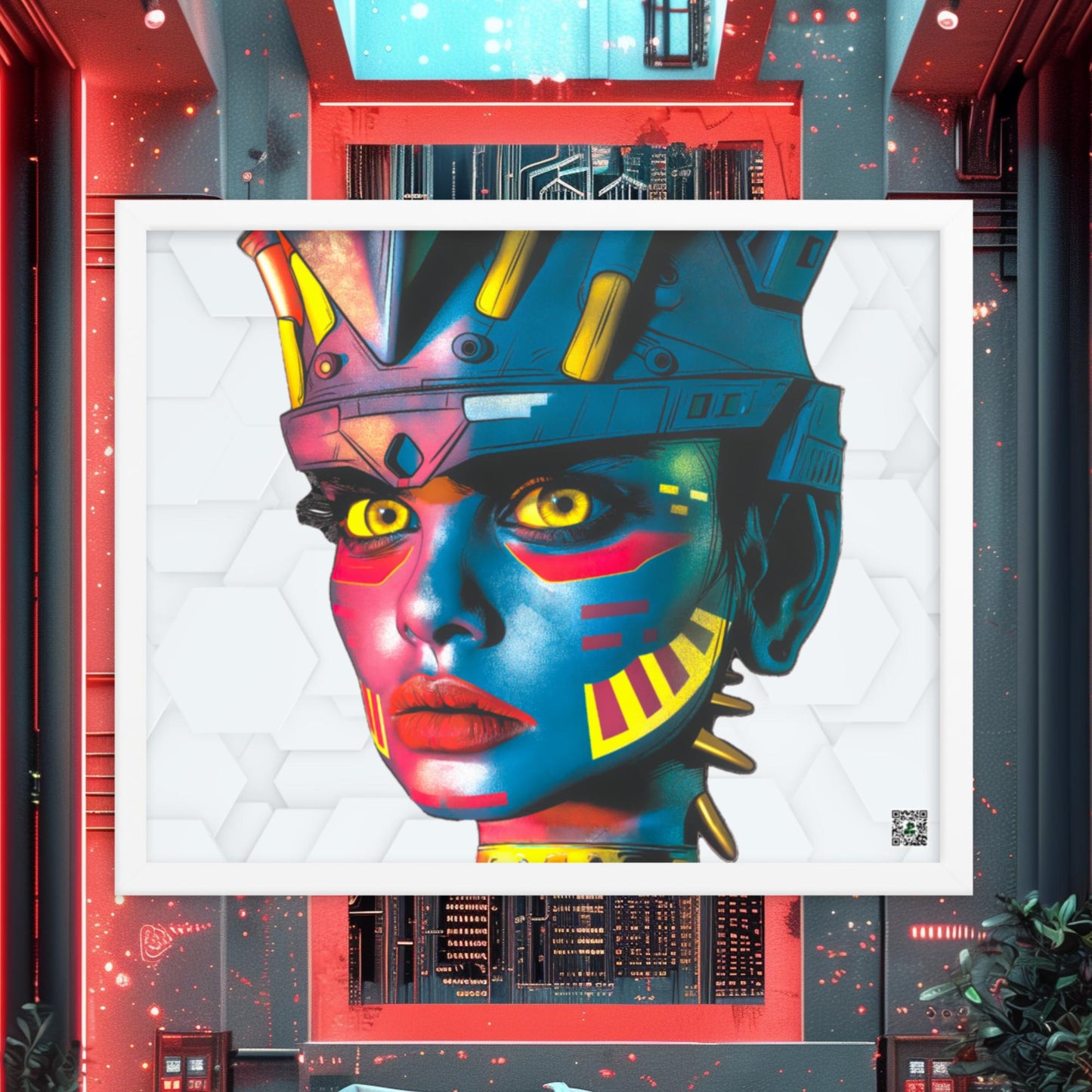 Cyber Empress - Framed photo paper poster - White Hex Colorway - BBairt