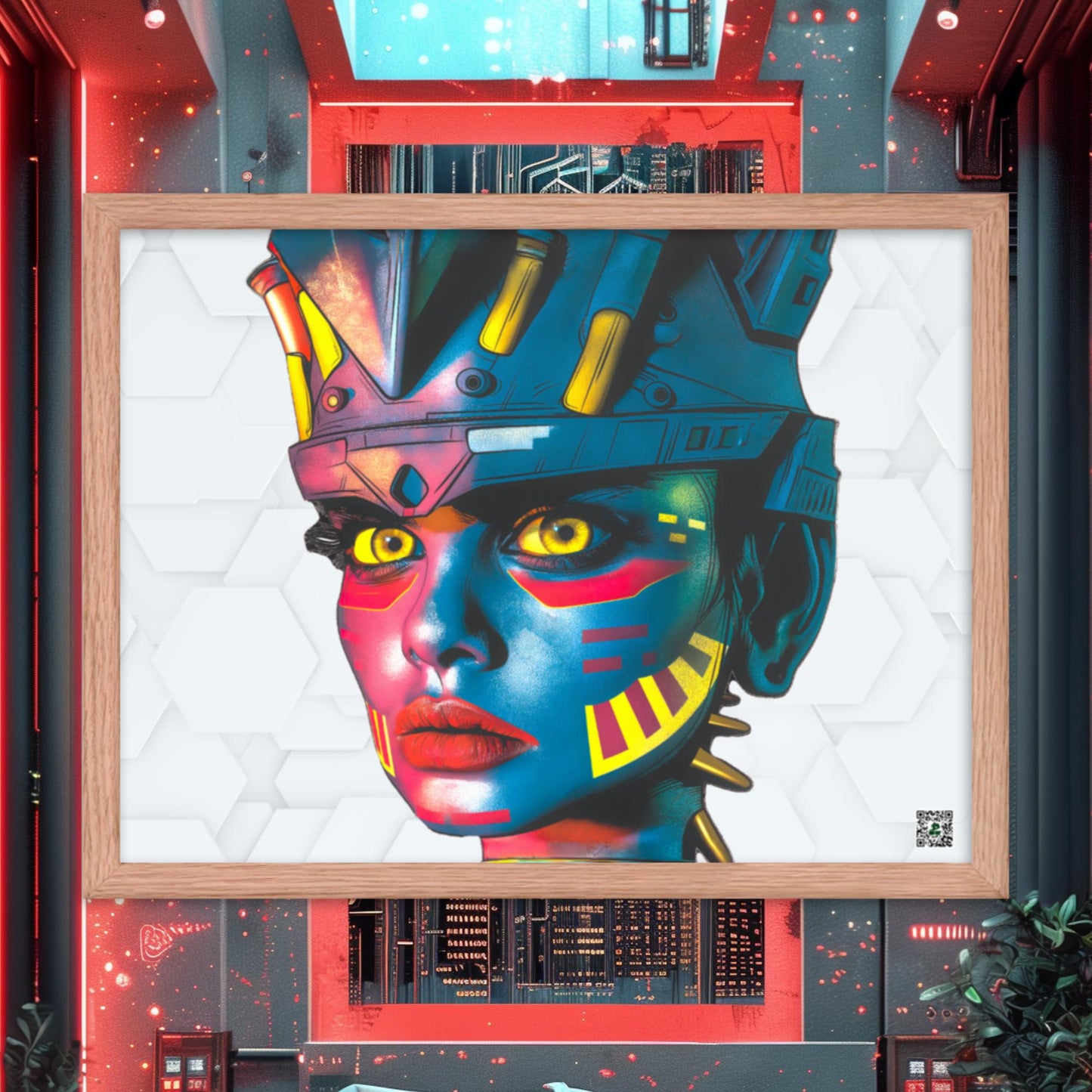Cyber Empress - Framed photo paper poster - White Hex Colorway - BBairt