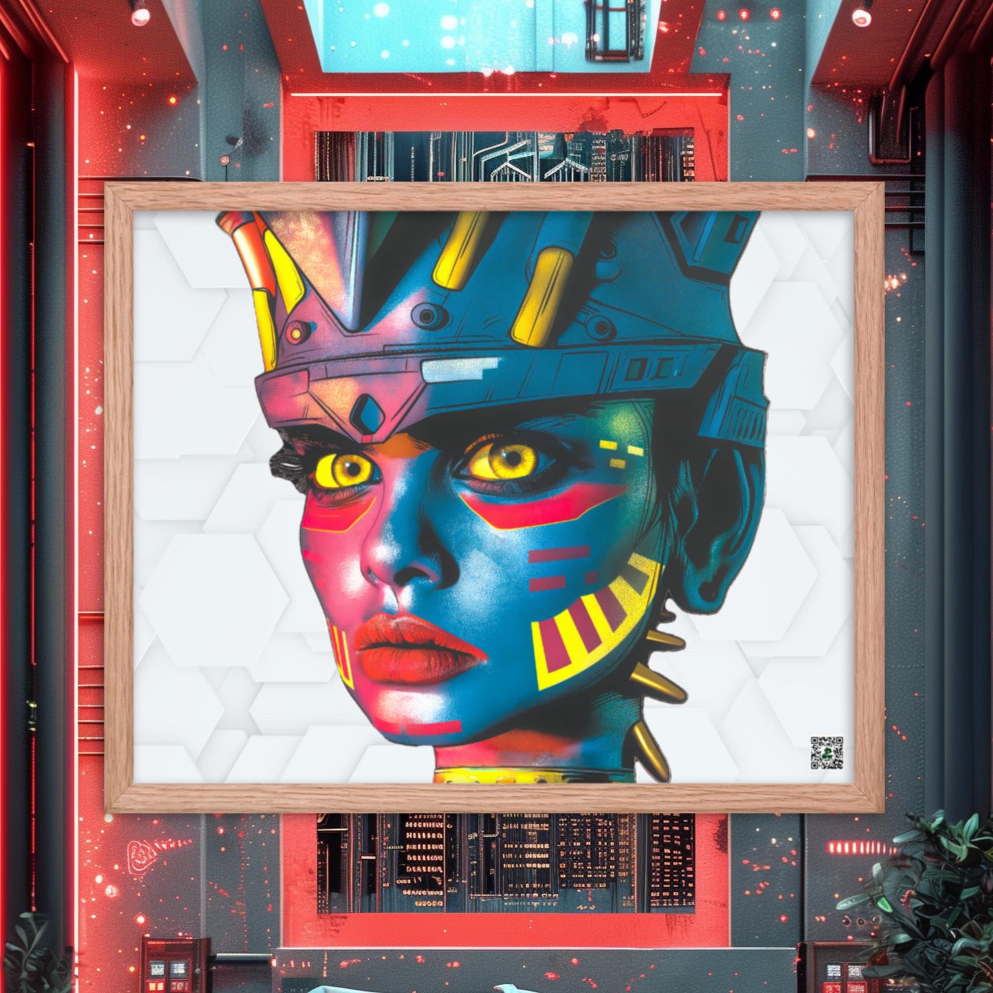 Cyber Empress - Framed photo paper poster - White Hex Colorway - BBairt