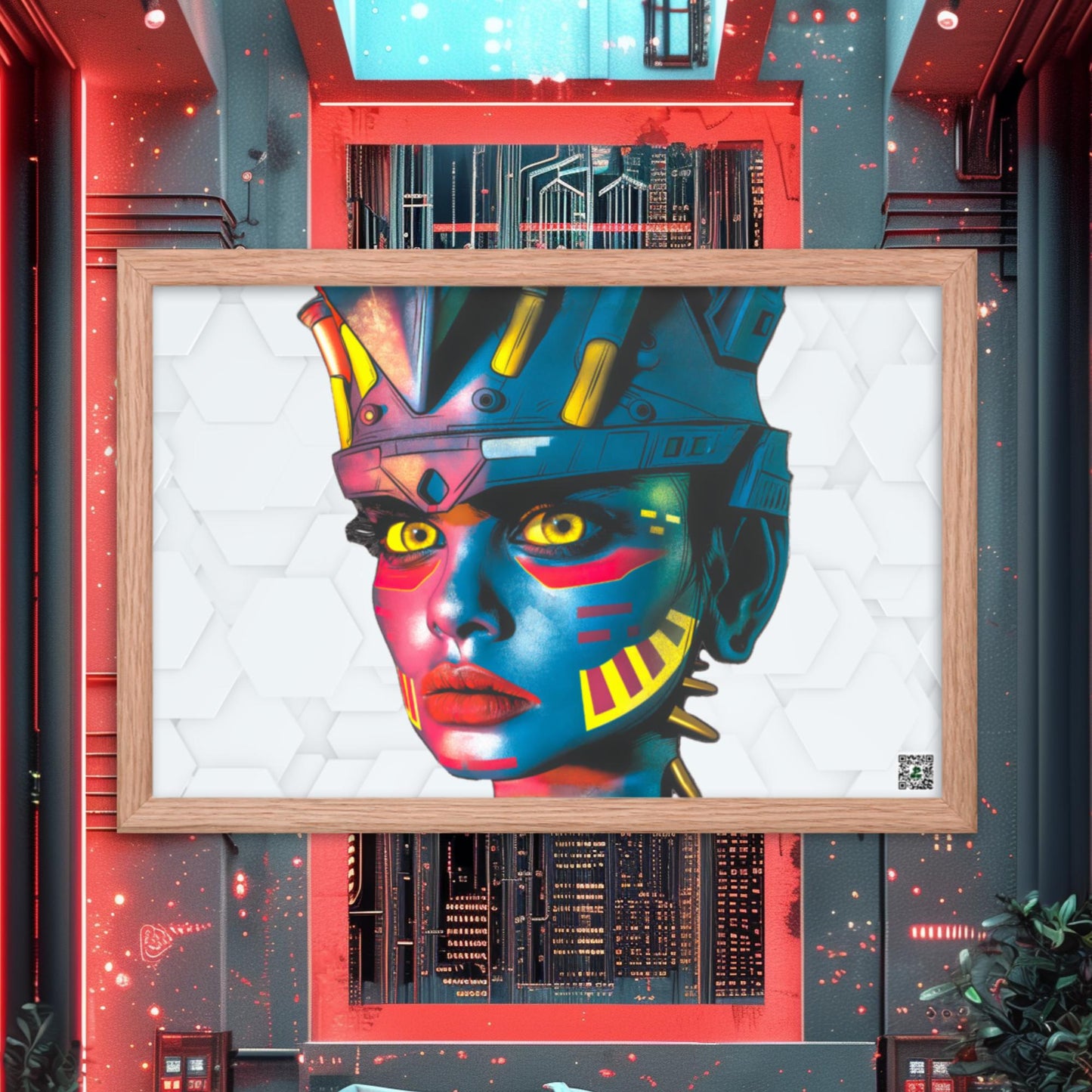 Cyber Empress - Framed photo paper poster - White Hex Colorway - BBairt