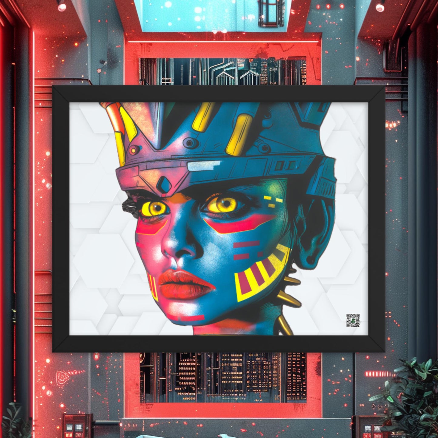 Cyber Empress - Framed photo paper poster - White Hex Colorway - BBairt
