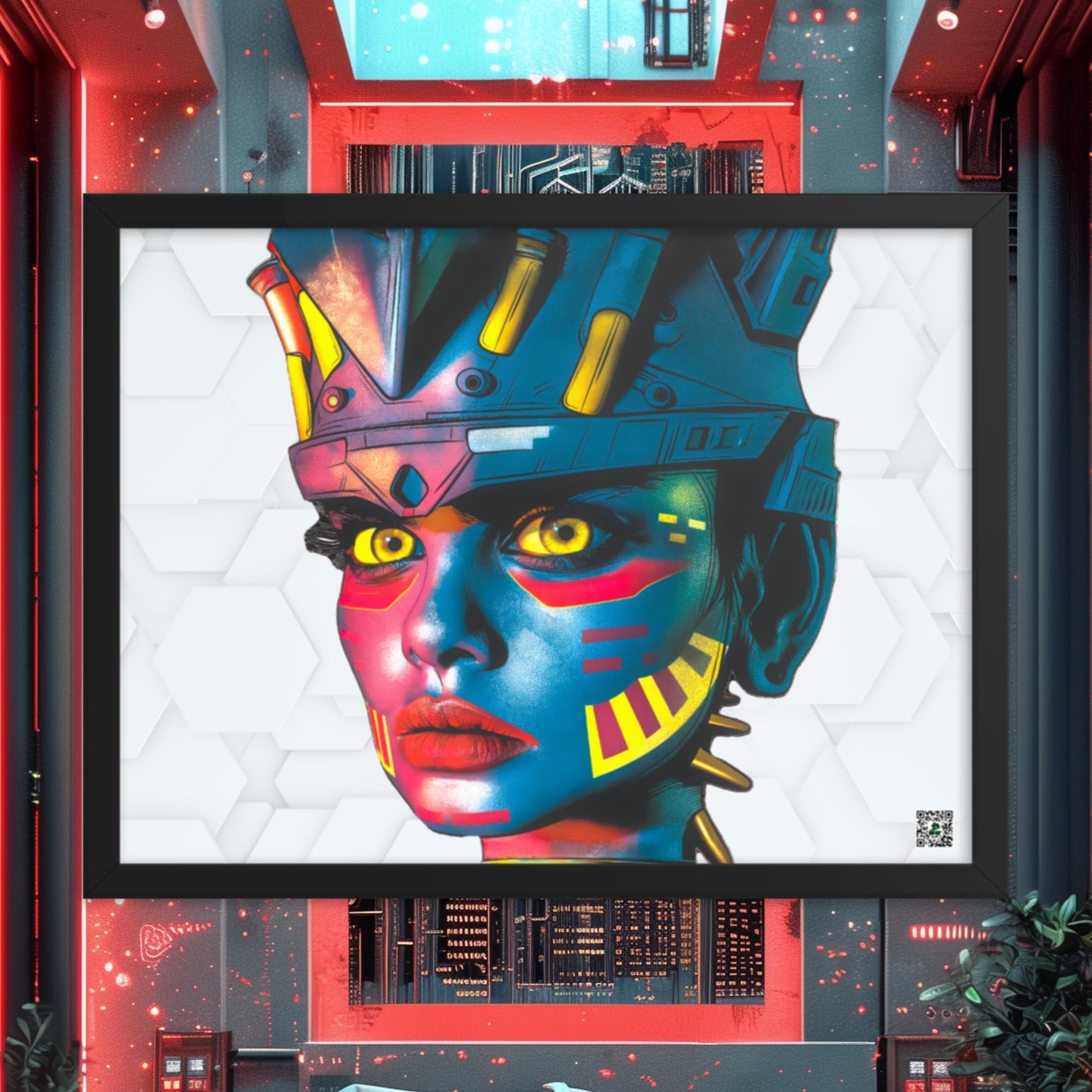 Cyber Empress - Framed photo paper poster - White Hex Colorway - BBairt