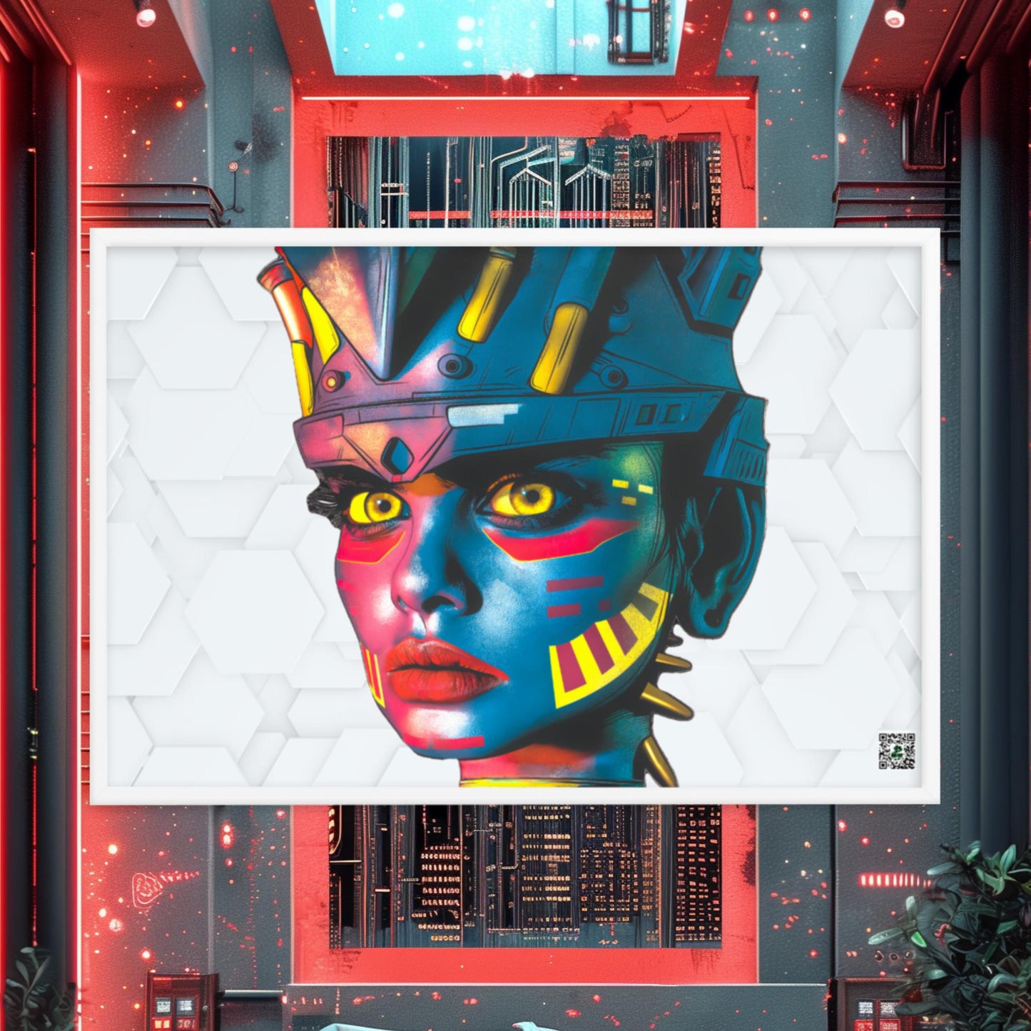 Cyber Empress - Framed photo paper poster - White Hex Colorway - BBairt