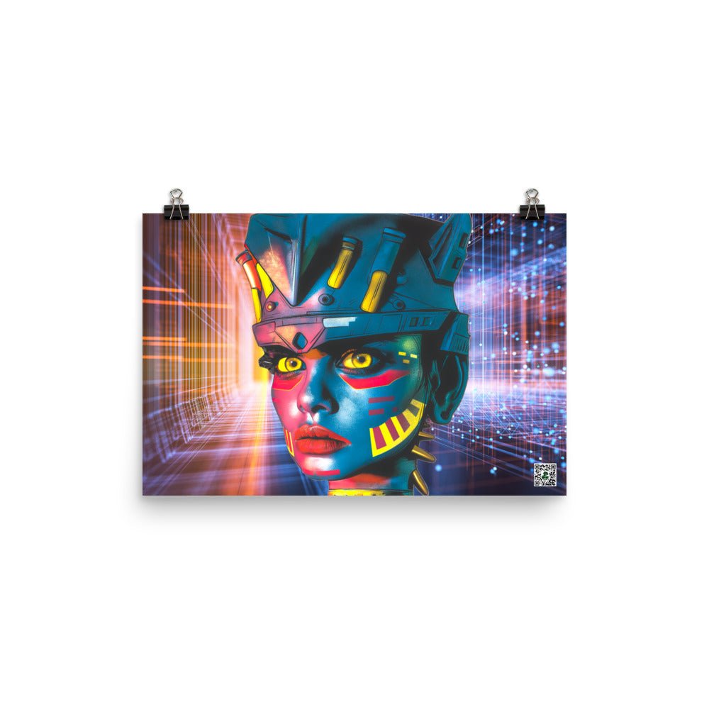 Cyber Empress - Photo paper poster - Neon Grid Colorway - BBairt