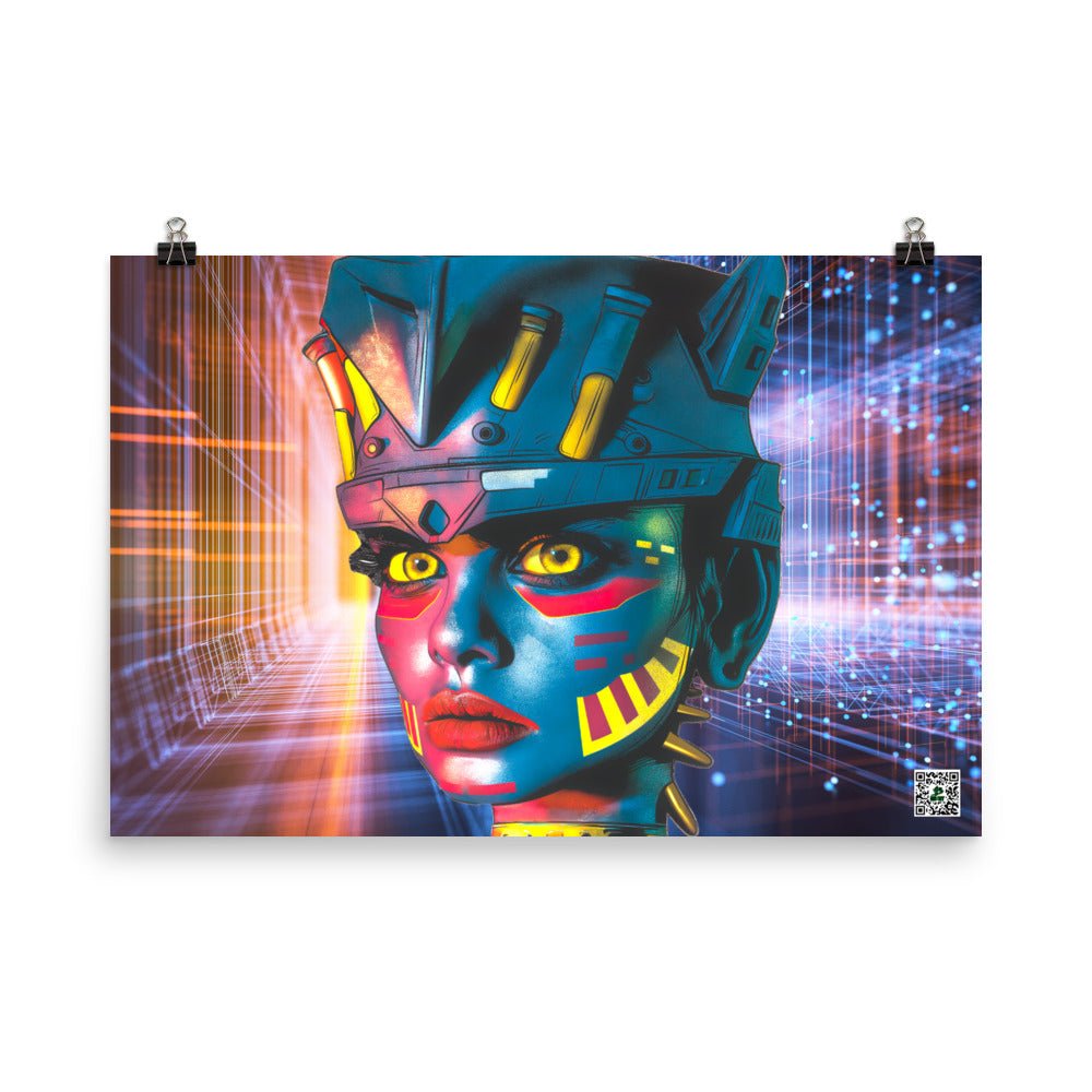 Cyber Empress - Photo paper poster - Neon Grid Colorway - BBairt