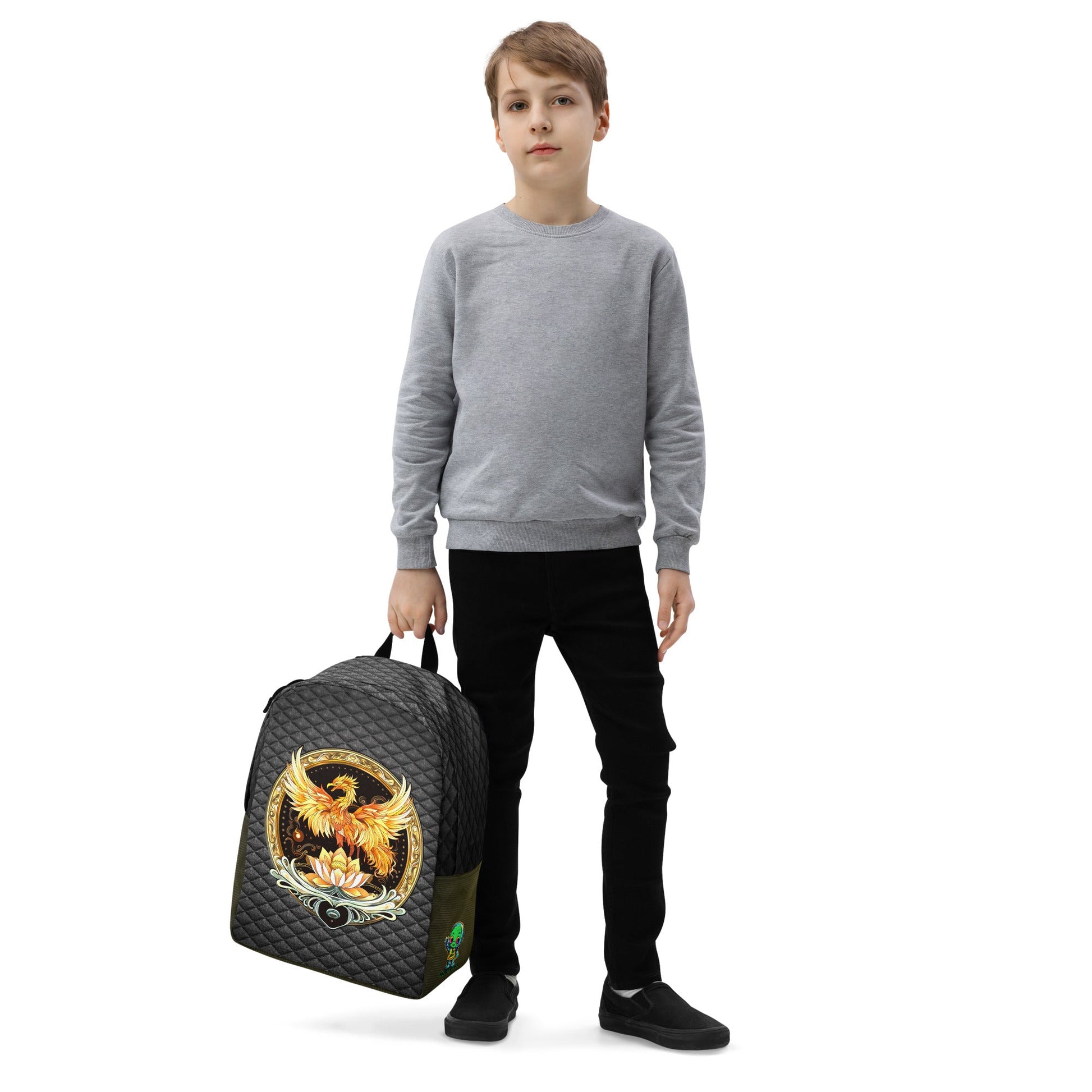 Elemental Harmony: Fiery Phoenix and Calm Lotus - Minimalist Backpack - BBairt