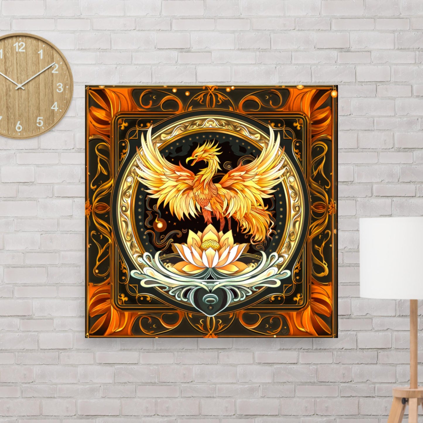 Elemental Harmony: Fiery Phoenix and Calm Lotus - Photo paper poster - BBairt