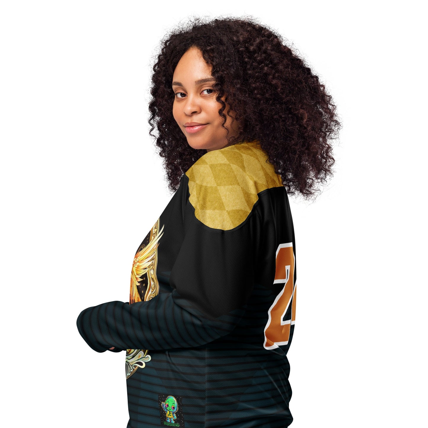 Elemental Harmony: Fiery Phoenix and Calm Lotus - Recycled hockey fan jersey - BBairt