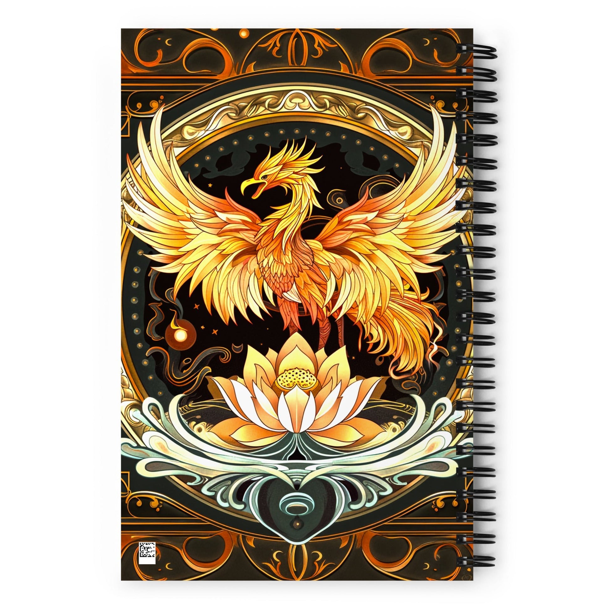 Elemental Harmony: Fiery Phoenix and Calm Lotus - Spiral notebook - BBairt