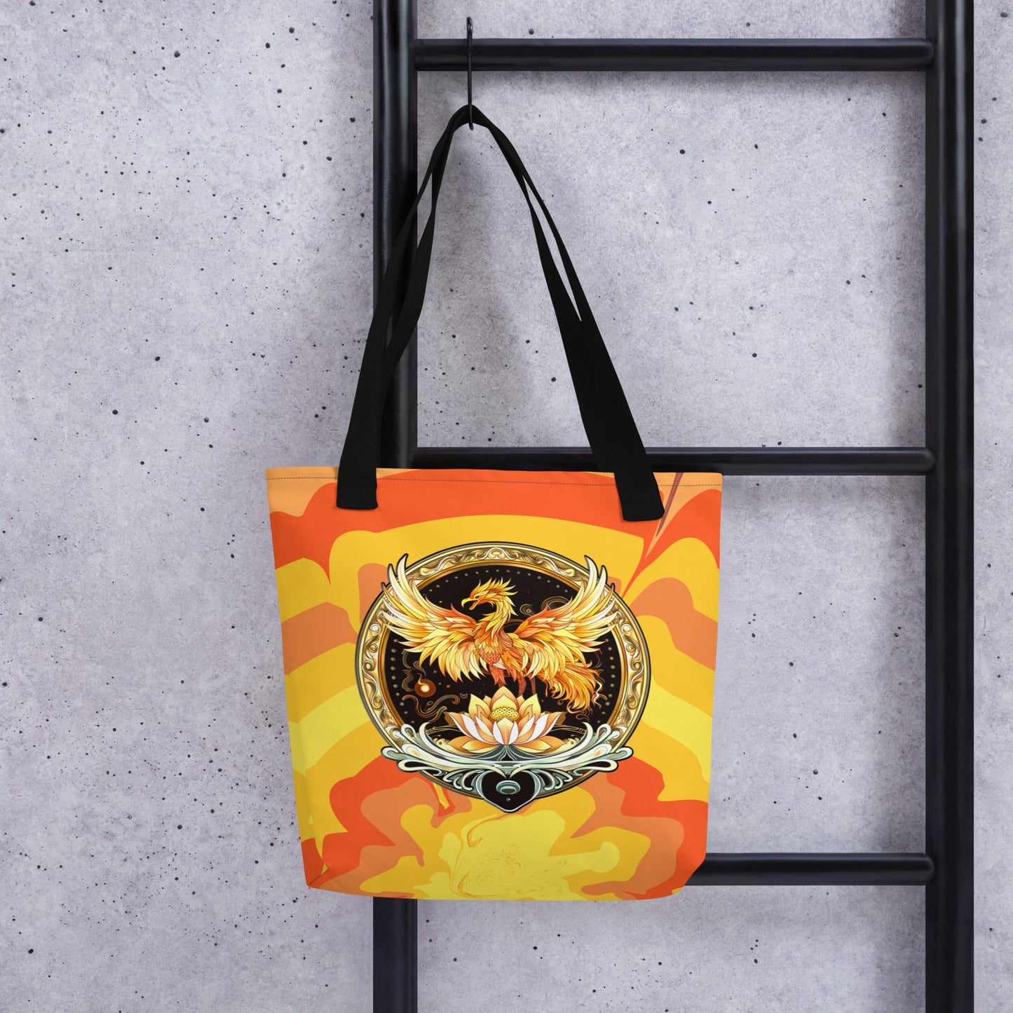 Elemental Harmony: Fiery Phoenix and Calm Lotus - Tote bag - BBairt