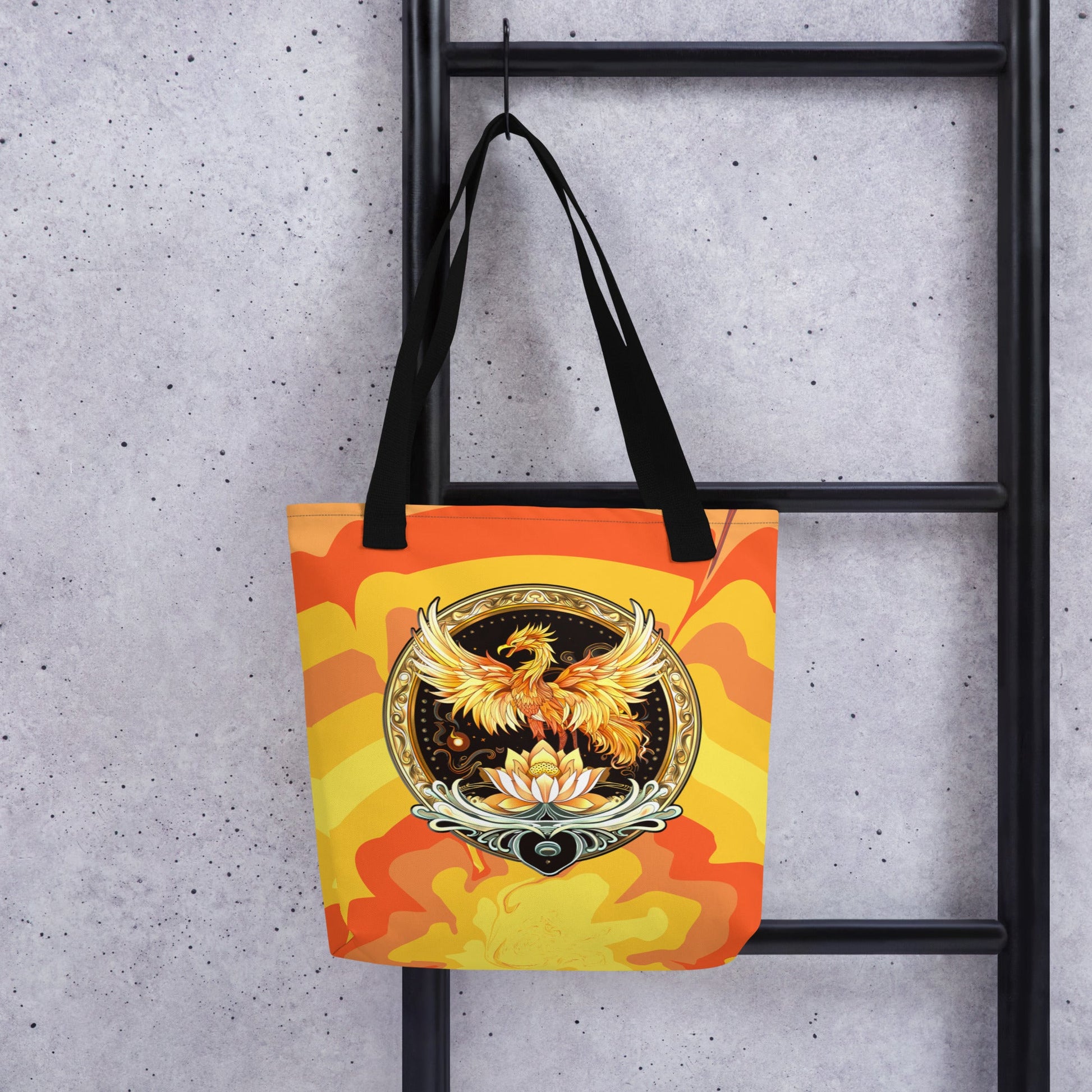 Elemental Harmony: Fiery Phoenix and Calm Lotus - Tote bag - BBairt