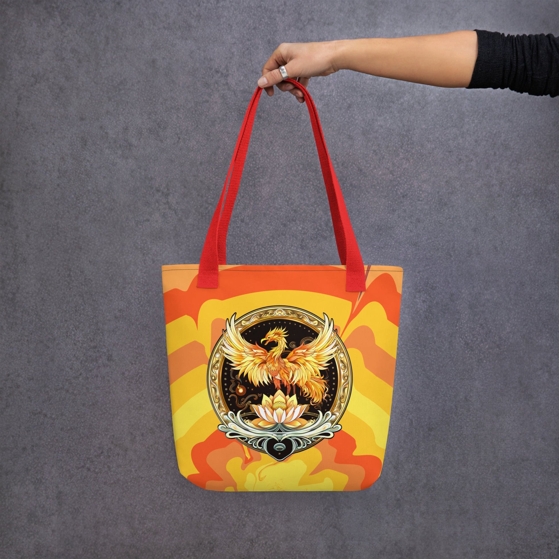 Elemental Harmony: Fiery Phoenix and Calm Lotus - Tote bag - BBairt
