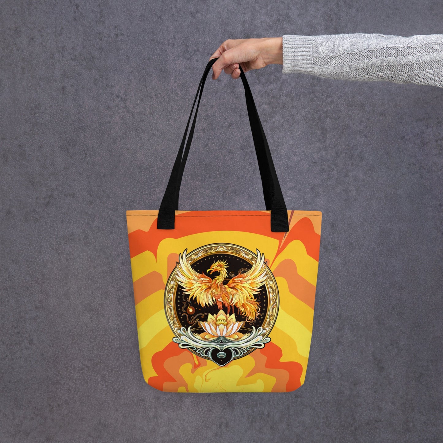 Elemental Harmony: Fiery Phoenix and Calm Lotus - Tote bag - BBairt