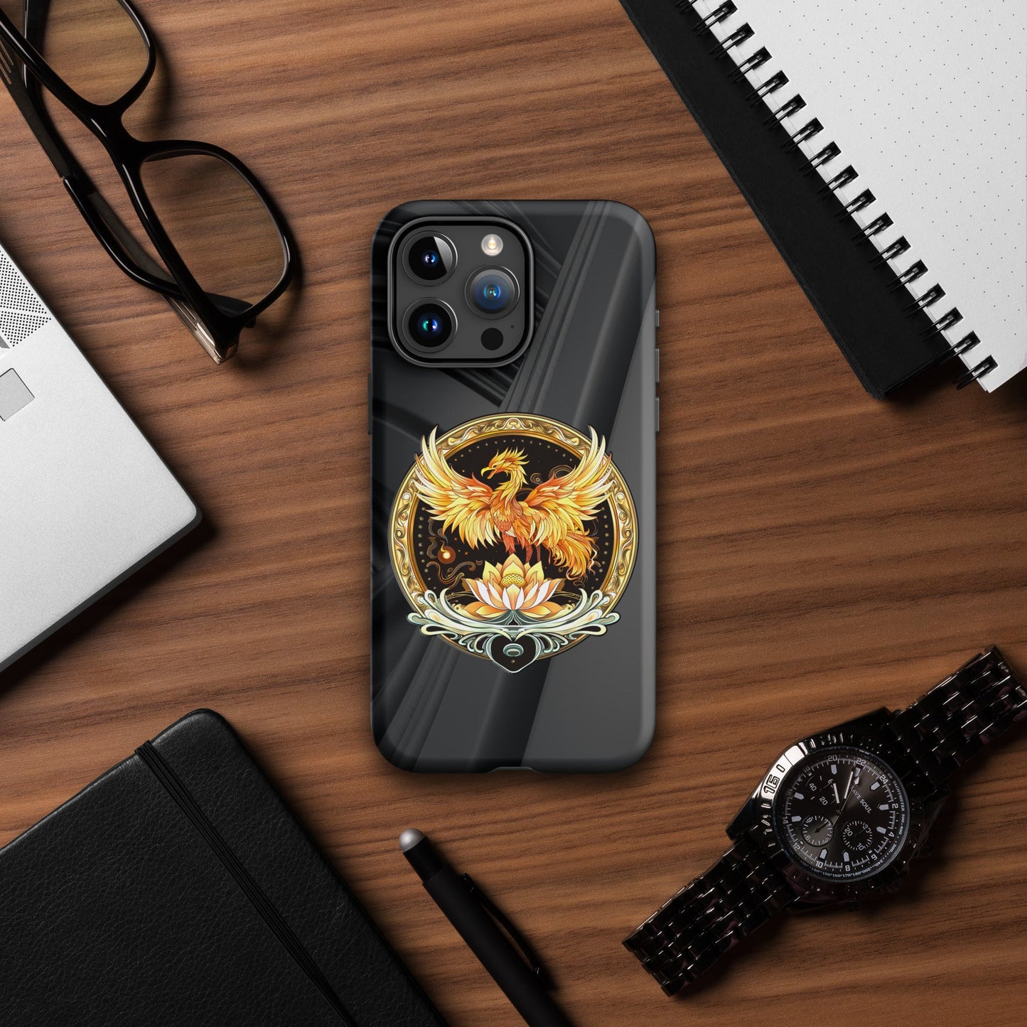 Elemental Harmony: Fiery Phoenix and Calm Lotus - Tough Case for iPhone® - BBairt