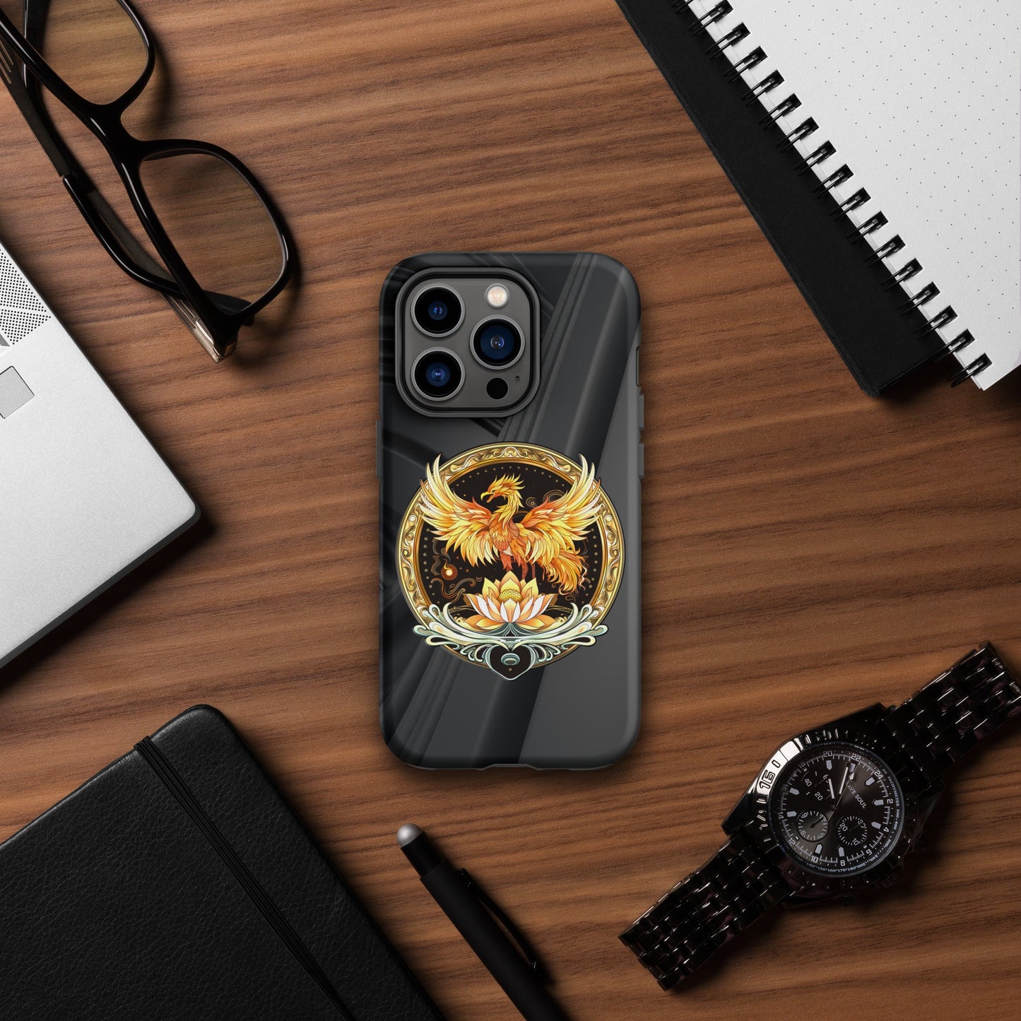 Elemental Harmony: Fiery Phoenix and Calm Lotus - Tough Case for iPhone® - BBairt