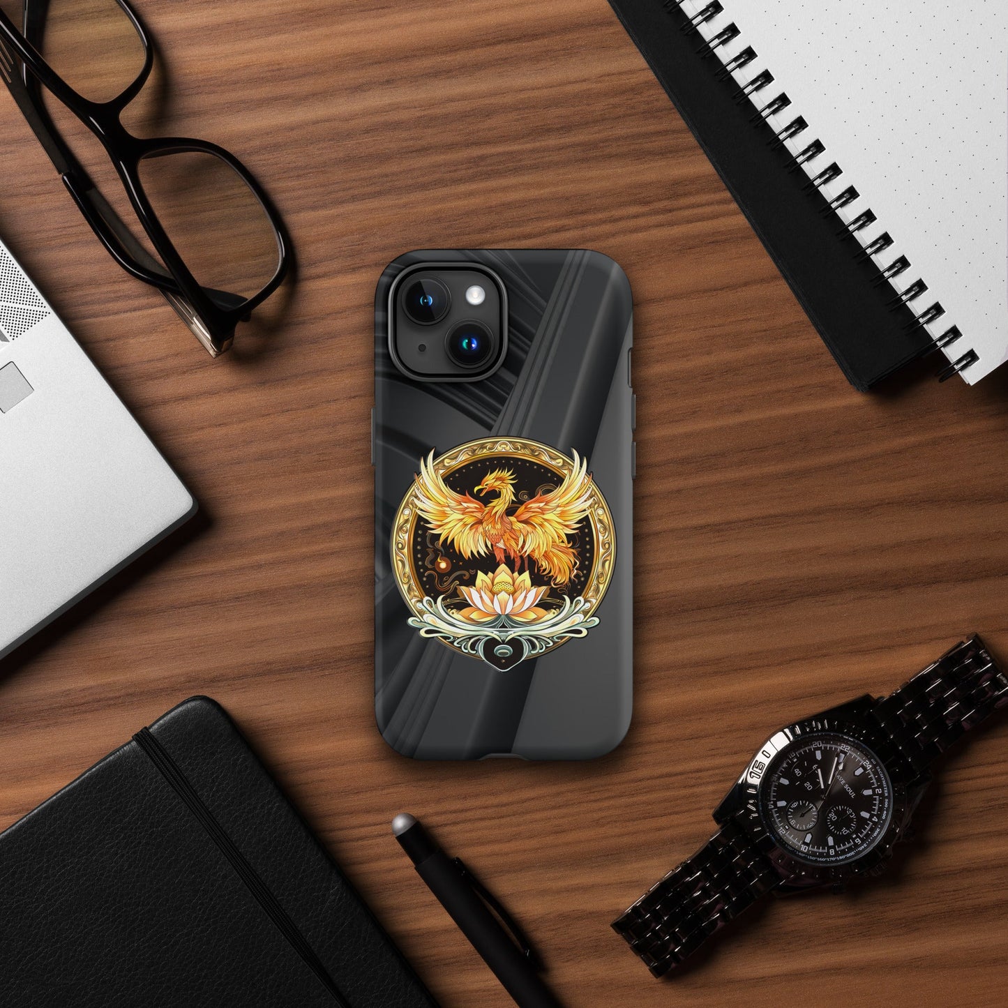 Elemental Harmony: Fiery Phoenix and Calm Lotus - Tough Case for iPhone® - BBairt