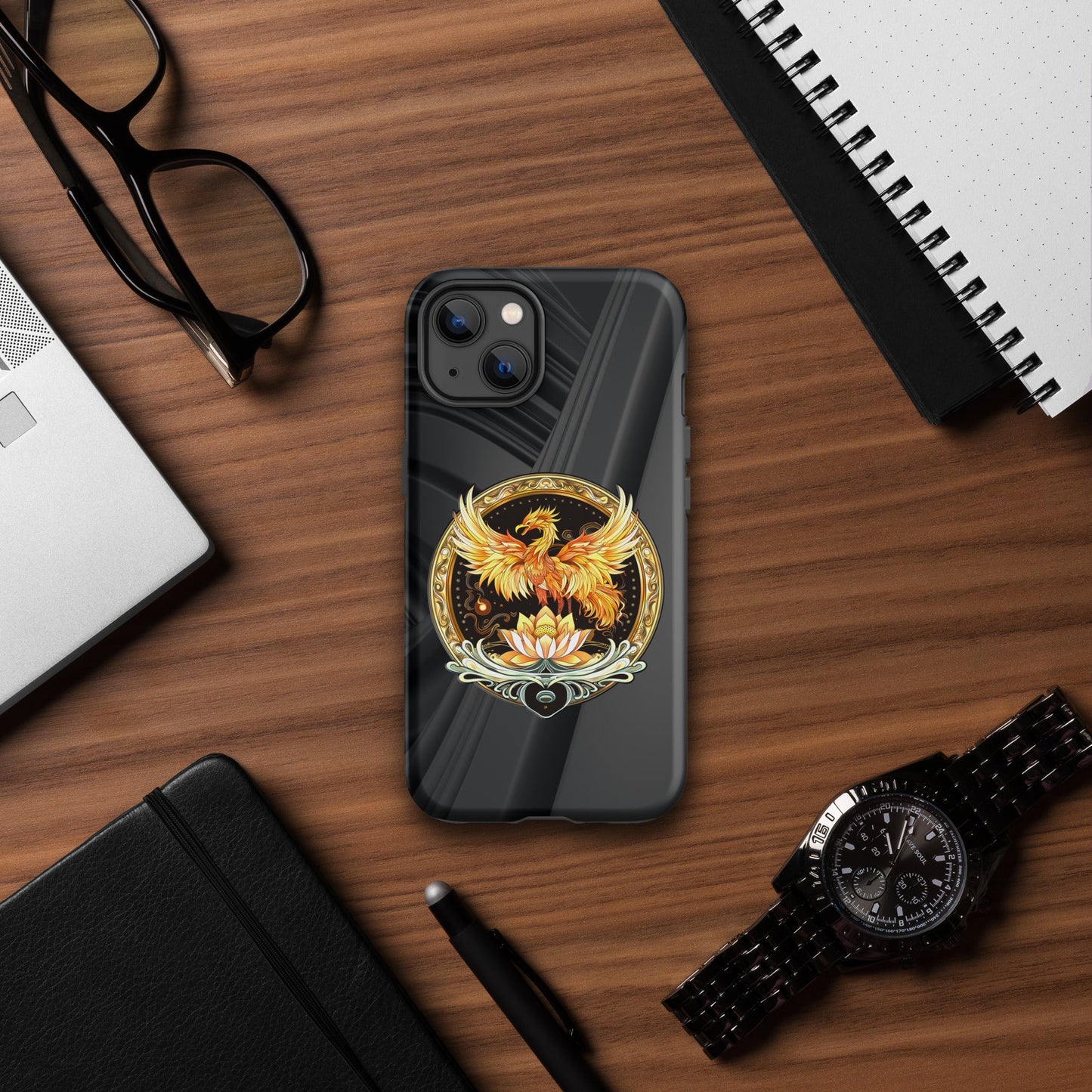 Elemental Harmony: Fiery Phoenix and Calm Lotus - Tough Case for iPhone® - BBairt