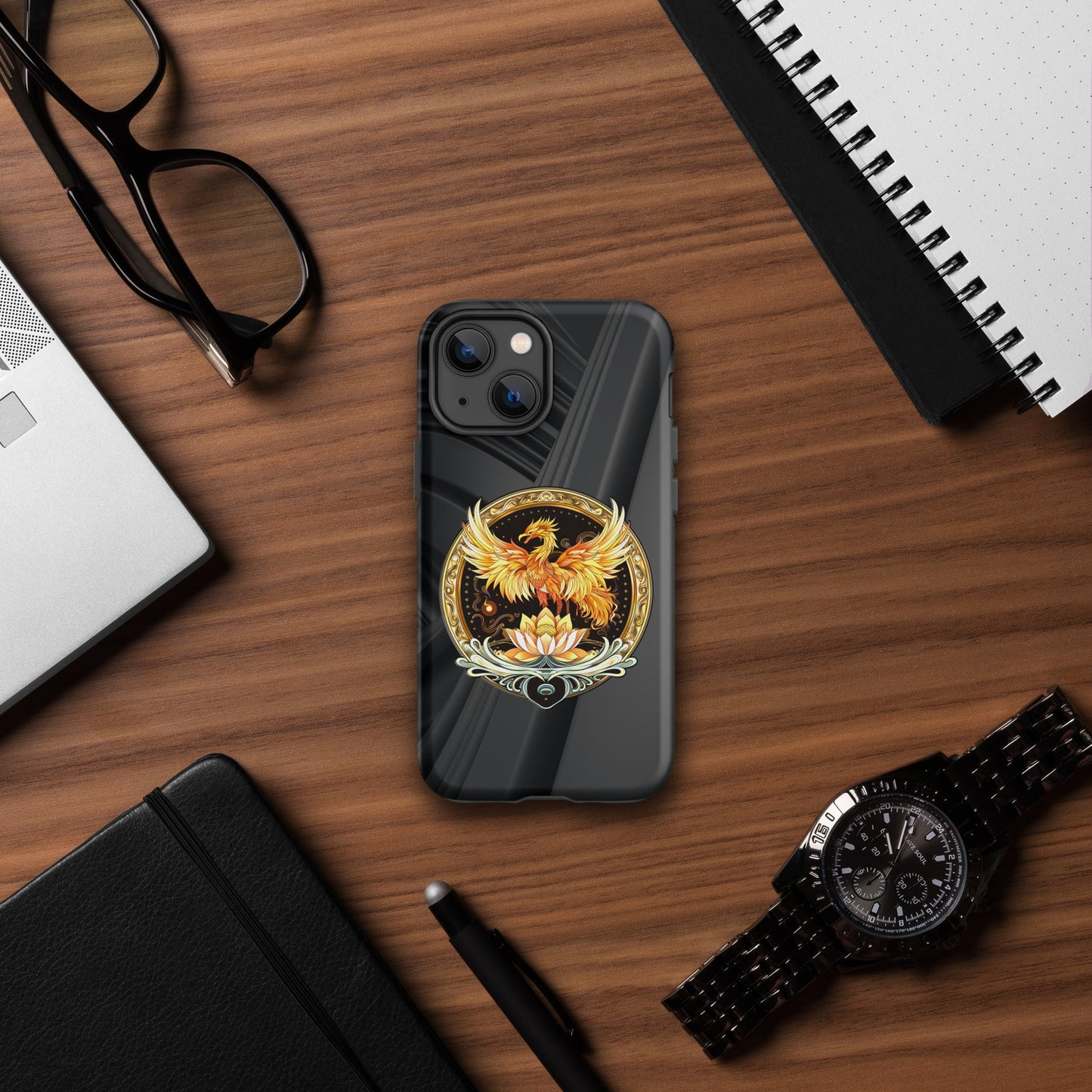 Elemental Harmony: Fiery Phoenix and Calm Lotus - Tough Case for iPhone® - BBairt