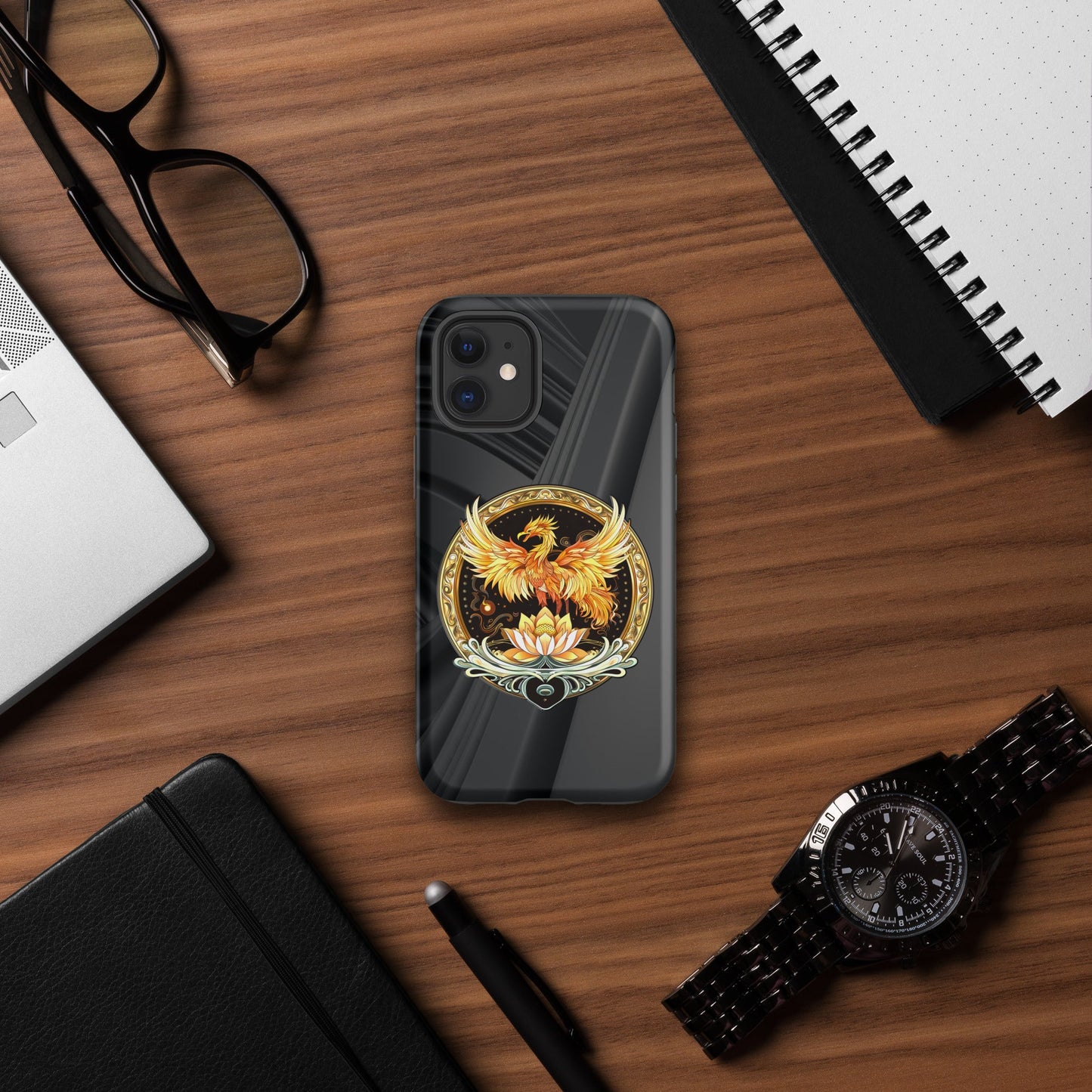 Elemental Harmony: Fiery Phoenix and Calm Lotus - Tough Case for iPhone® - BBairt