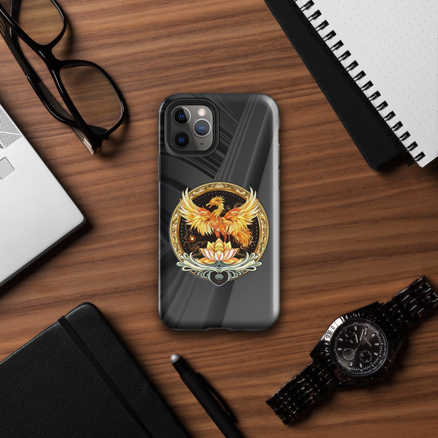Elemental Harmony: Fiery Phoenix and Calm Lotus - Tough Case for iPhone® - BBairt