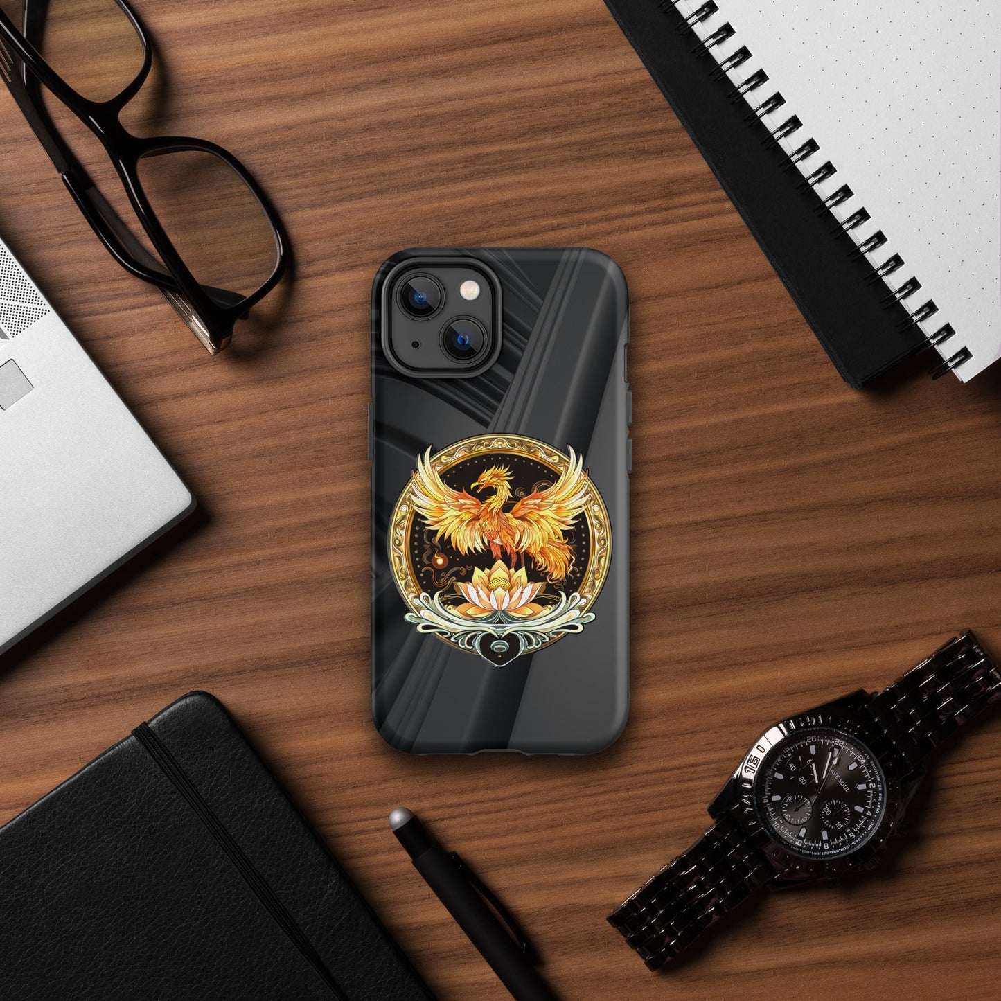 Elemental Harmony: Fiery Phoenix and Calm Lotus - Tough Case for iPhone® - BBairt