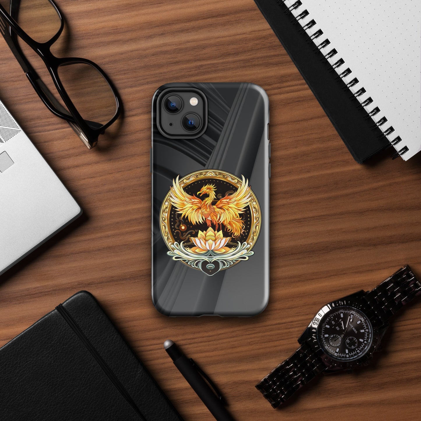 Elemental Harmony: Fiery Phoenix and Calm Lotus - Tough Case for iPhone® - BBairt