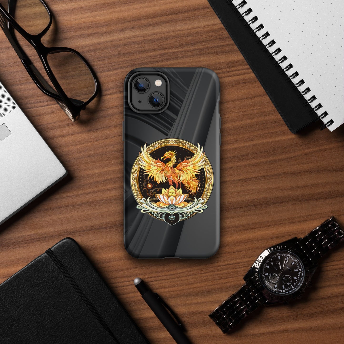 Elemental Harmony: Fiery Phoenix and Calm Lotus - Tough Case for iPhone® - BBairt