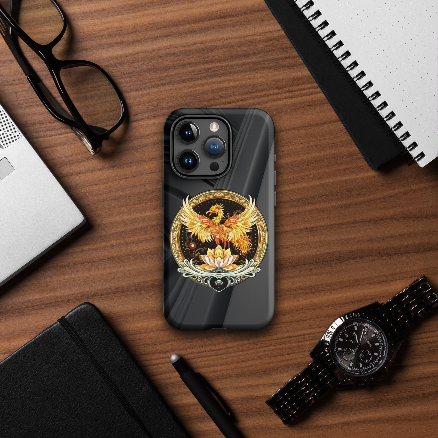 Elemental Harmony: Fiery Phoenix and Calm Lotus - Tough Case for iPhone® - BBairt