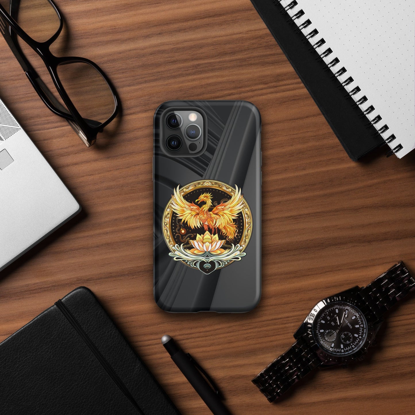 Elemental Harmony: Fiery Phoenix and Calm Lotus - Tough Case for iPhone® - BBairt