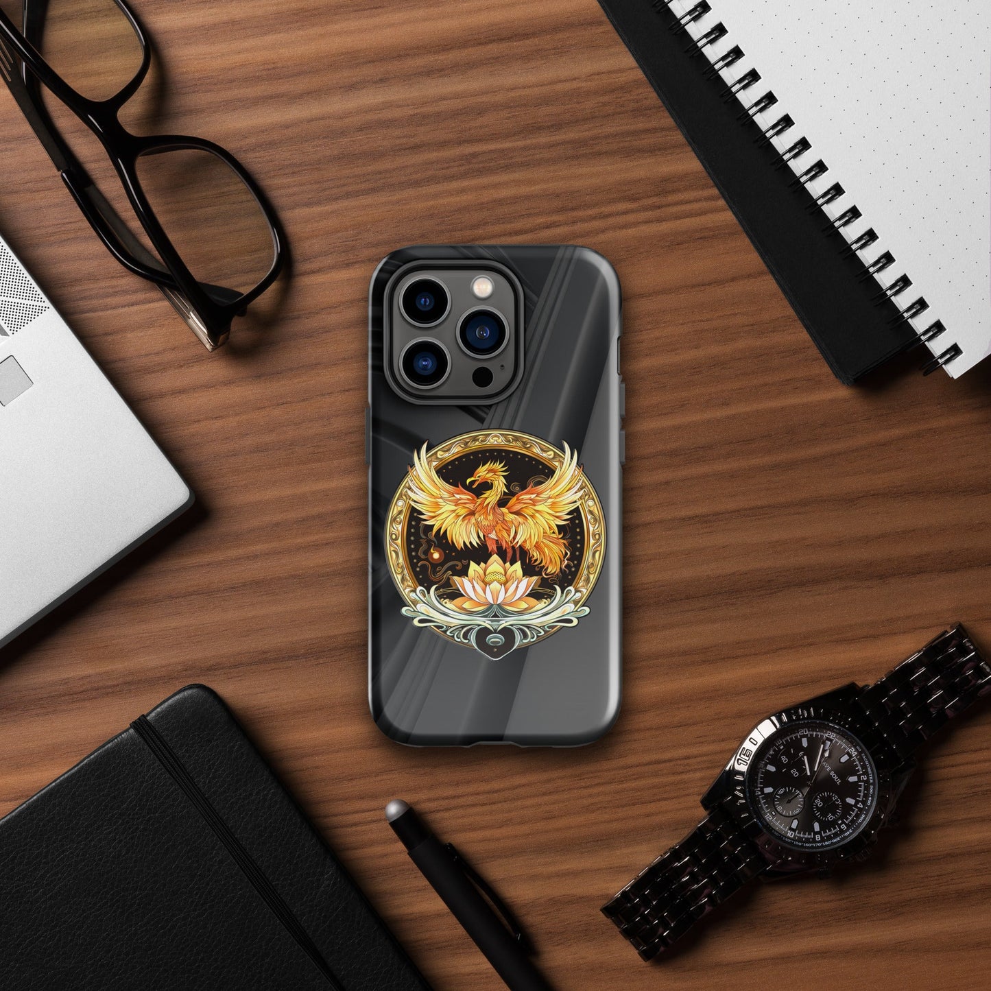 Elemental Harmony: Fiery Phoenix and Calm Lotus - Tough Case for iPhone® - BBairt
