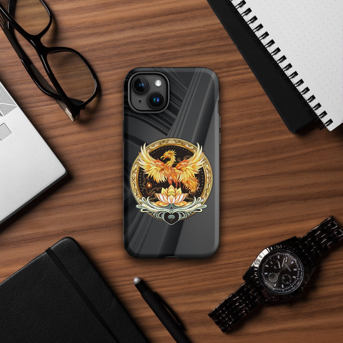 Elemental Harmony: Fiery Phoenix and Calm Lotus - Tough Case for iPhone® - BBairt