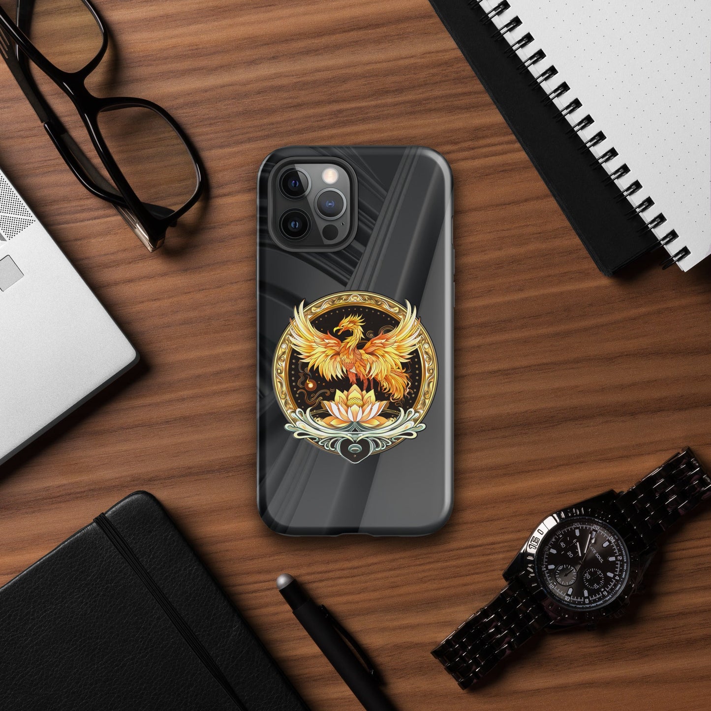 Elemental Harmony: Fiery Phoenix and Calm Lotus - Tough Case for iPhone® - BBairt