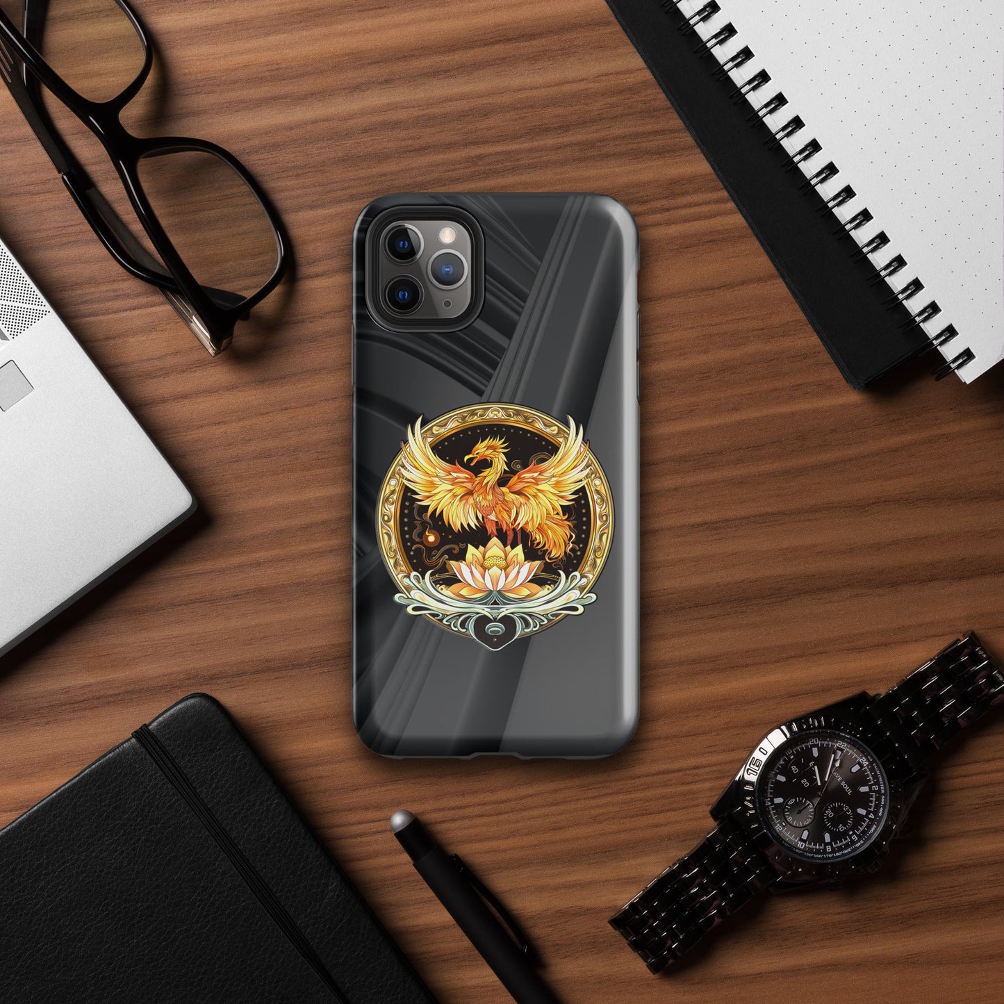 Elemental Harmony: Fiery Phoenix and Calm Lotus - Tough Case for iPhone® - BBairt