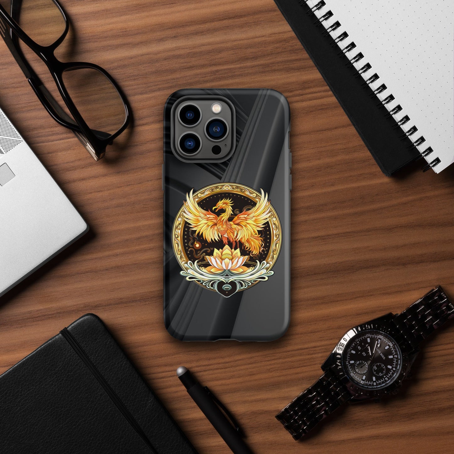 Elemental Harmony: Fiery Phoenix and Calm Lotus - Tough Case for iPhone® - BBairt