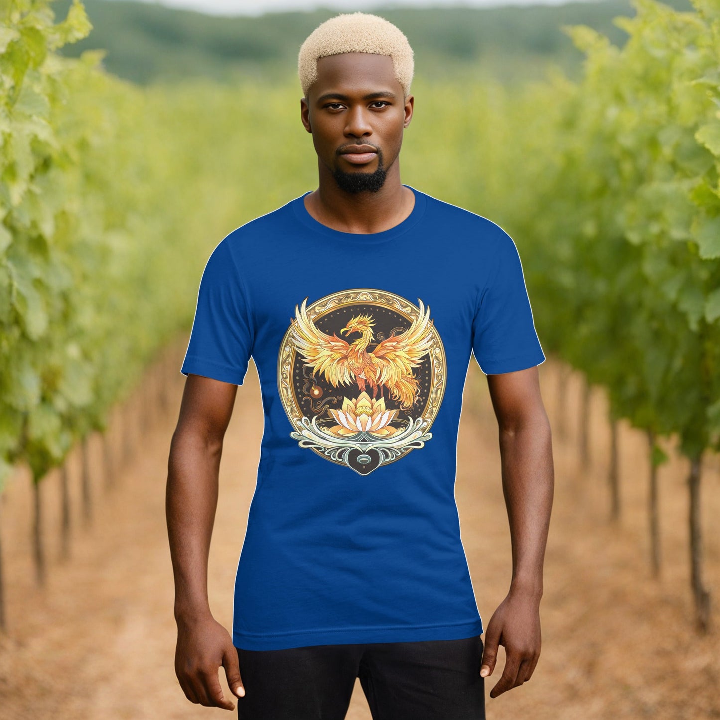 Elemental Harmony: Fiery Phoenix and Calm Lotus - Unisex t-shirt - BBairt