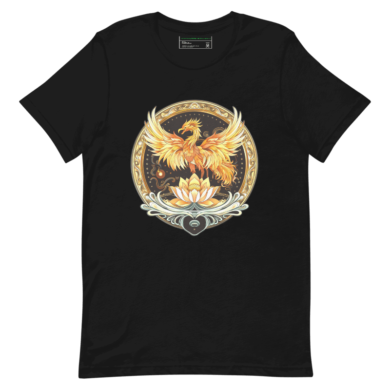Elemental Harmony: Fiery Phoenix and Calm Lotus - Unisex t-shirt - BBairt