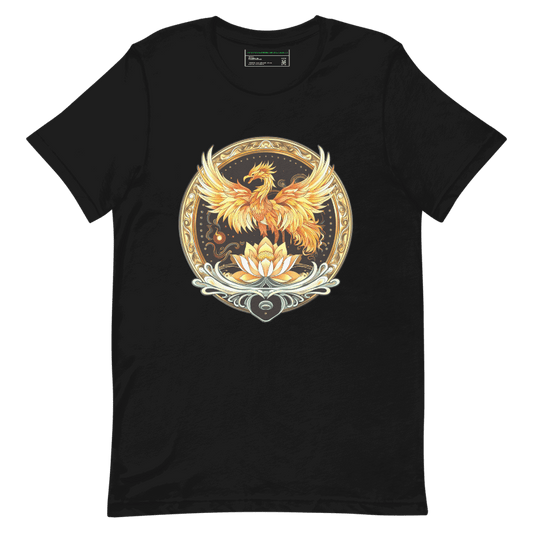 Elemental Harmony: Fiery Phoenix and Calm Lotus - Unisex t-shirt - BBairt