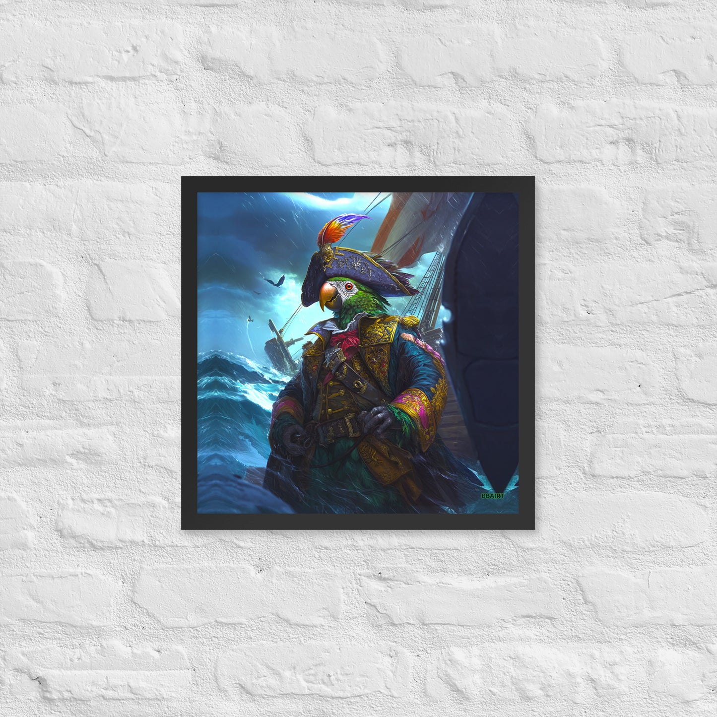 Captain Plume the Pirate Parrot - Framed Matte Poster