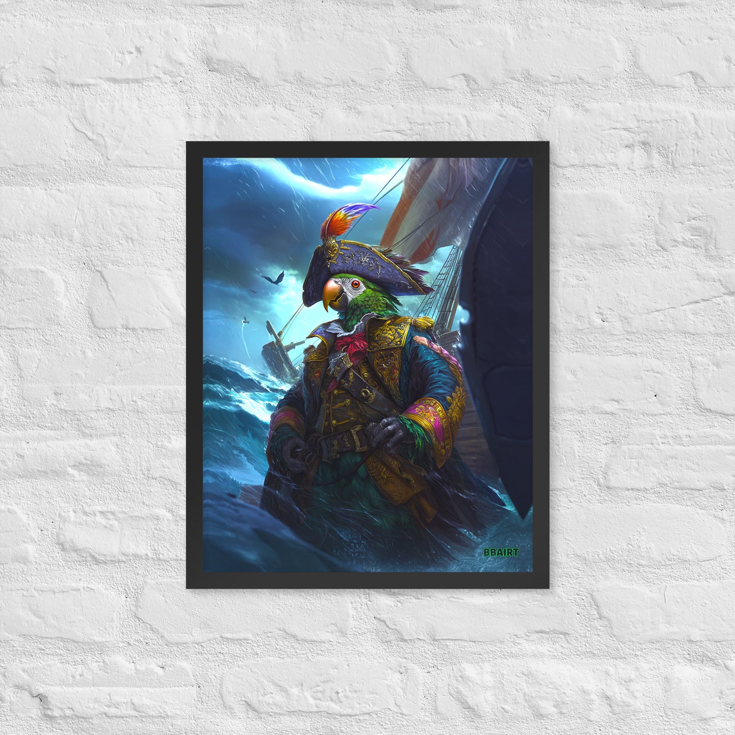 Captain Plume the Pirate Parrot - Framed Matte Poster