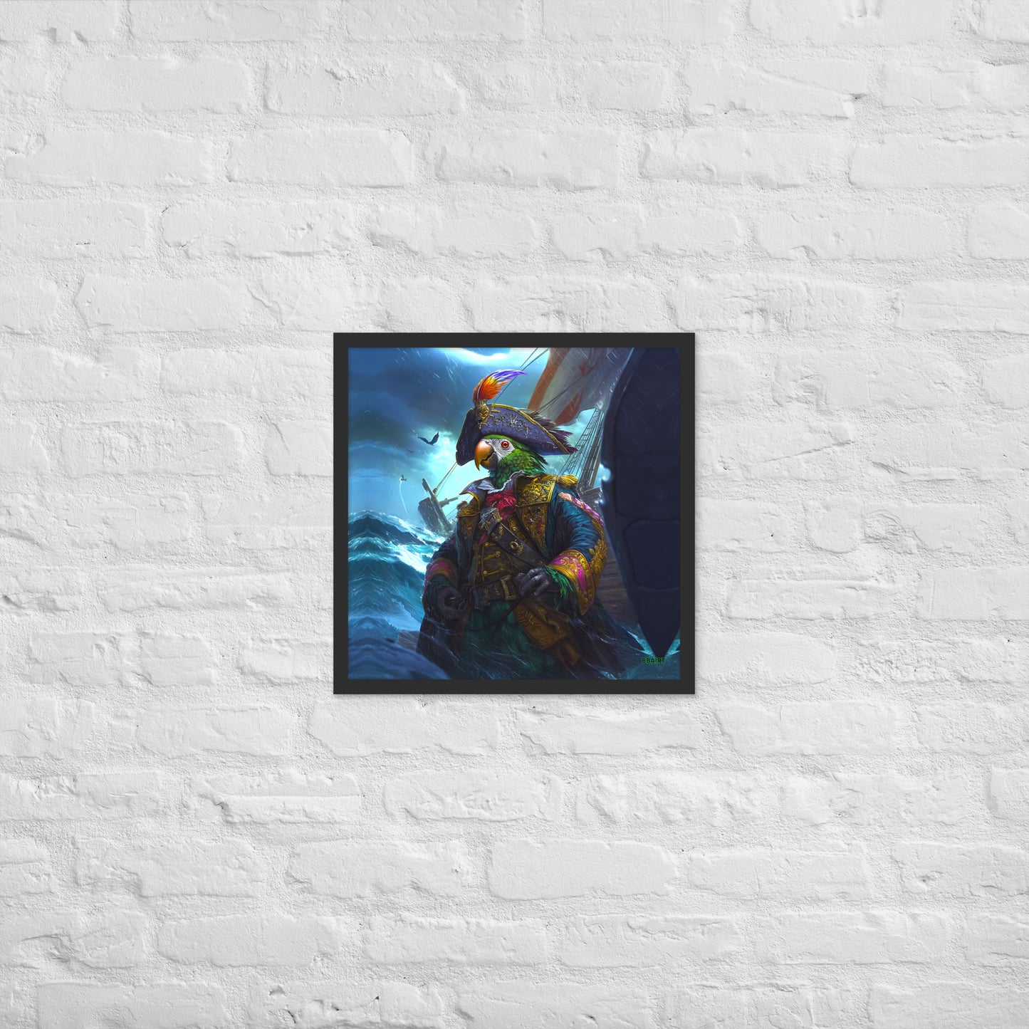 Captain Plume the Pirate Parrot - Framed Matte Poster