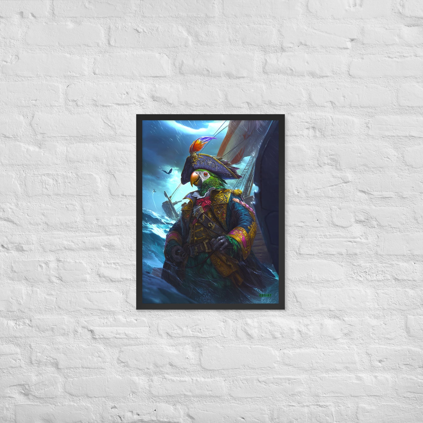 Captain Plume the Pirate Parrot - Framed Matte Poster