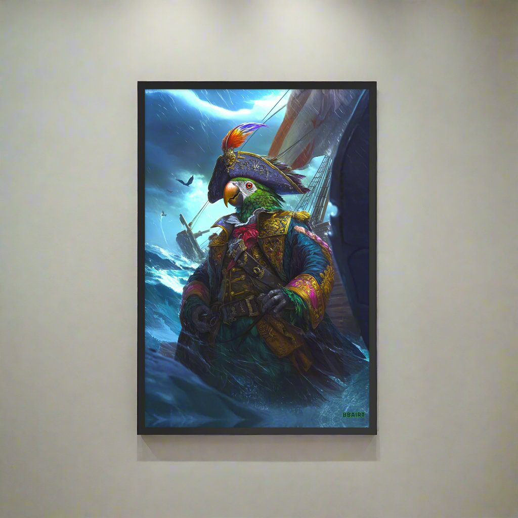 Captain Plume the Pirate Parrot - Framed Matte Poster