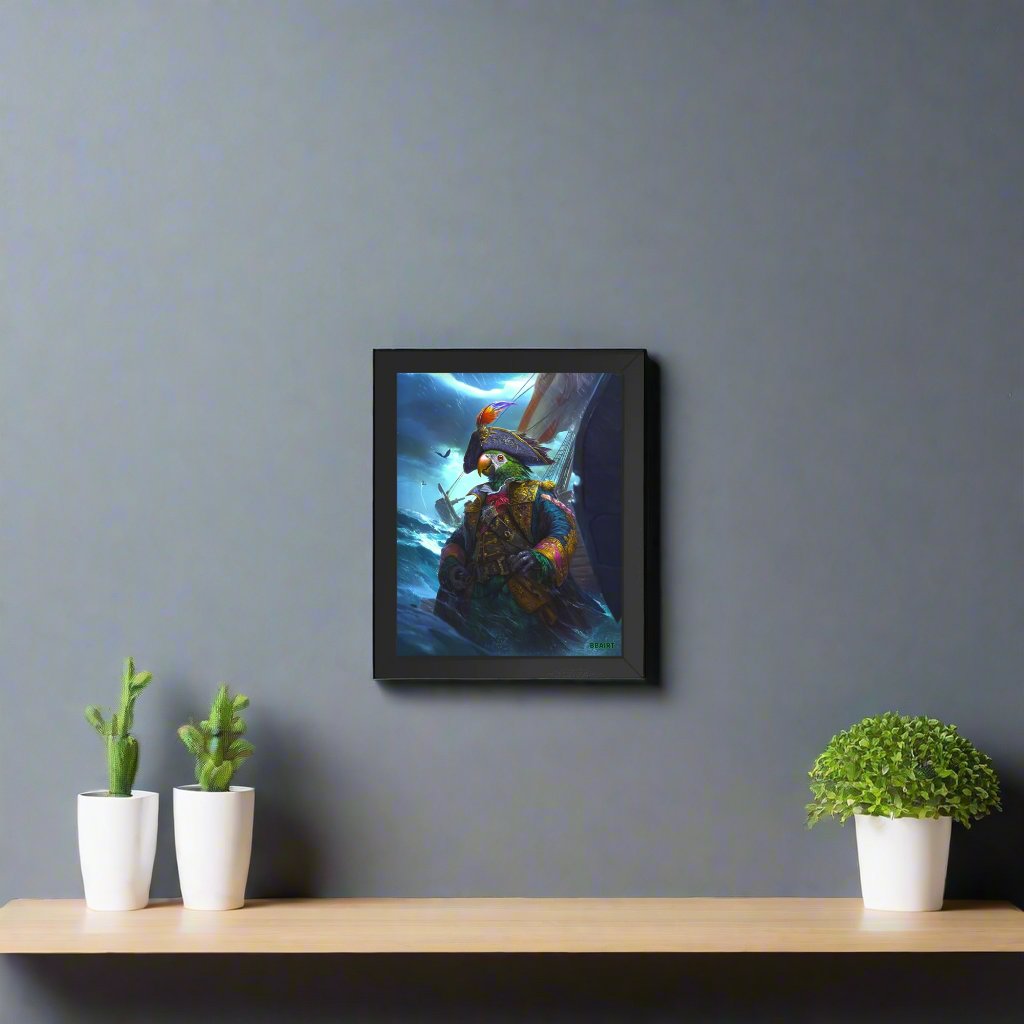 Captain Plume the Pirate Parrot - Framed Matte Poster