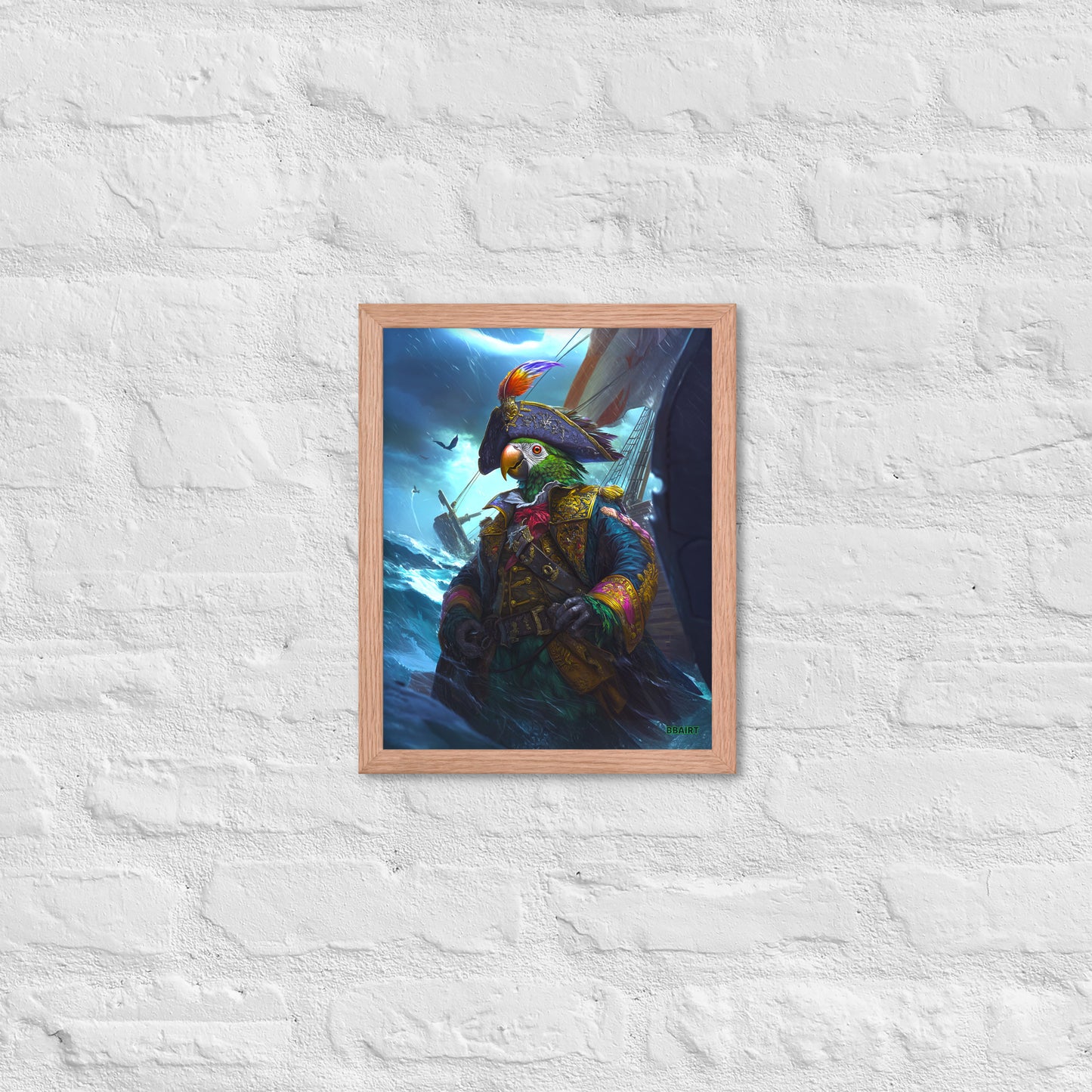 Captain Plume the Pirate Parrot - Framed Matte Poster