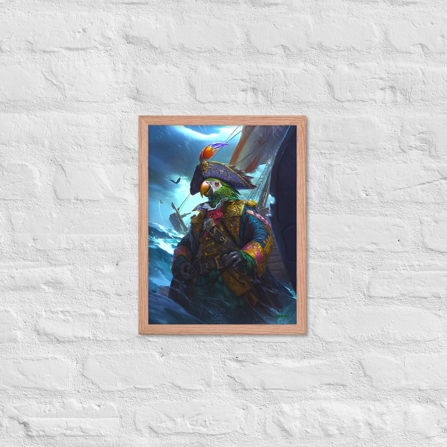 Captain Plume the Pirate Parrot - Framed Matte Poster