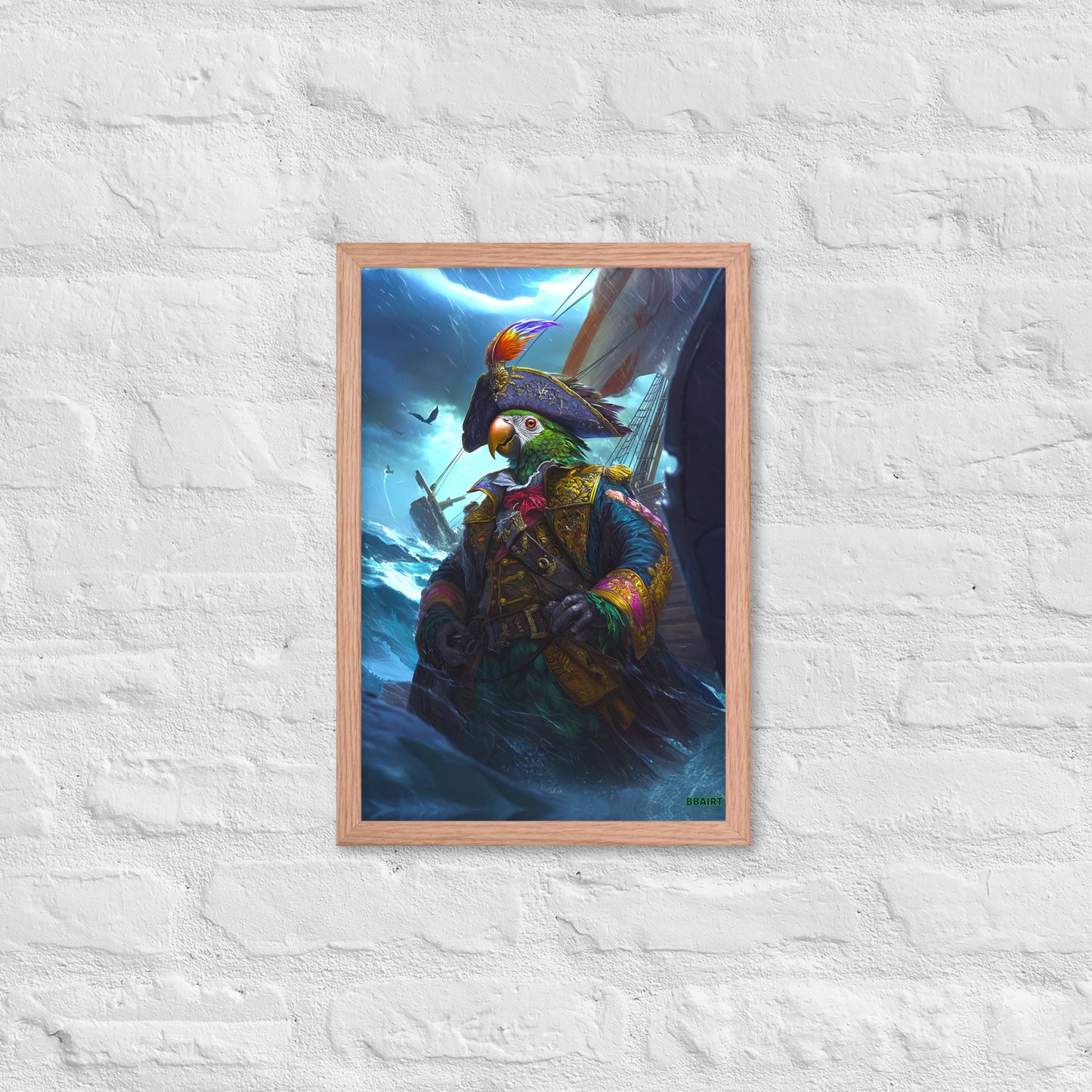 Captain Plume the Pirate Parrot - Framed Matte Poster