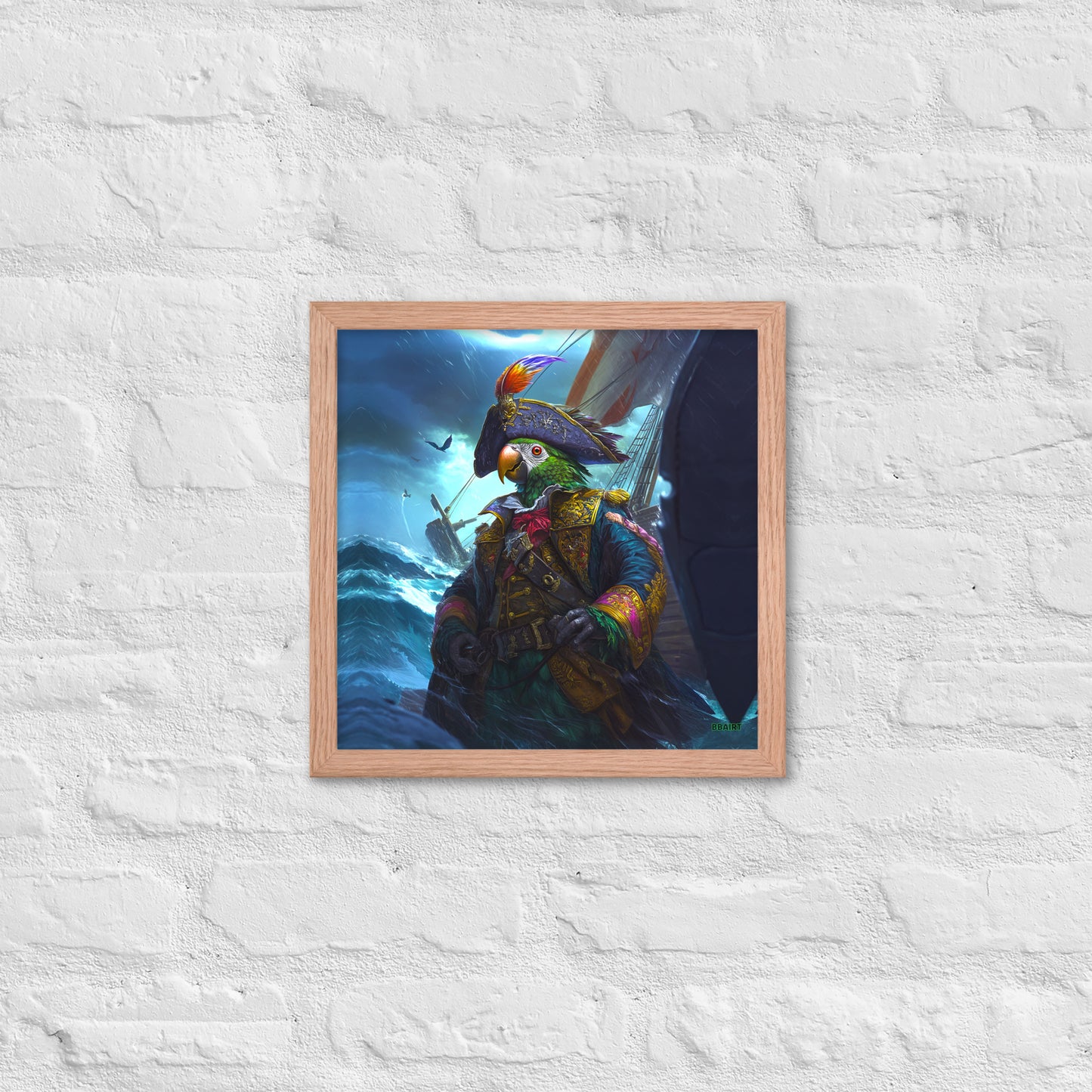 Captain Plume the Pirate Parrot - Framed Matte Poster