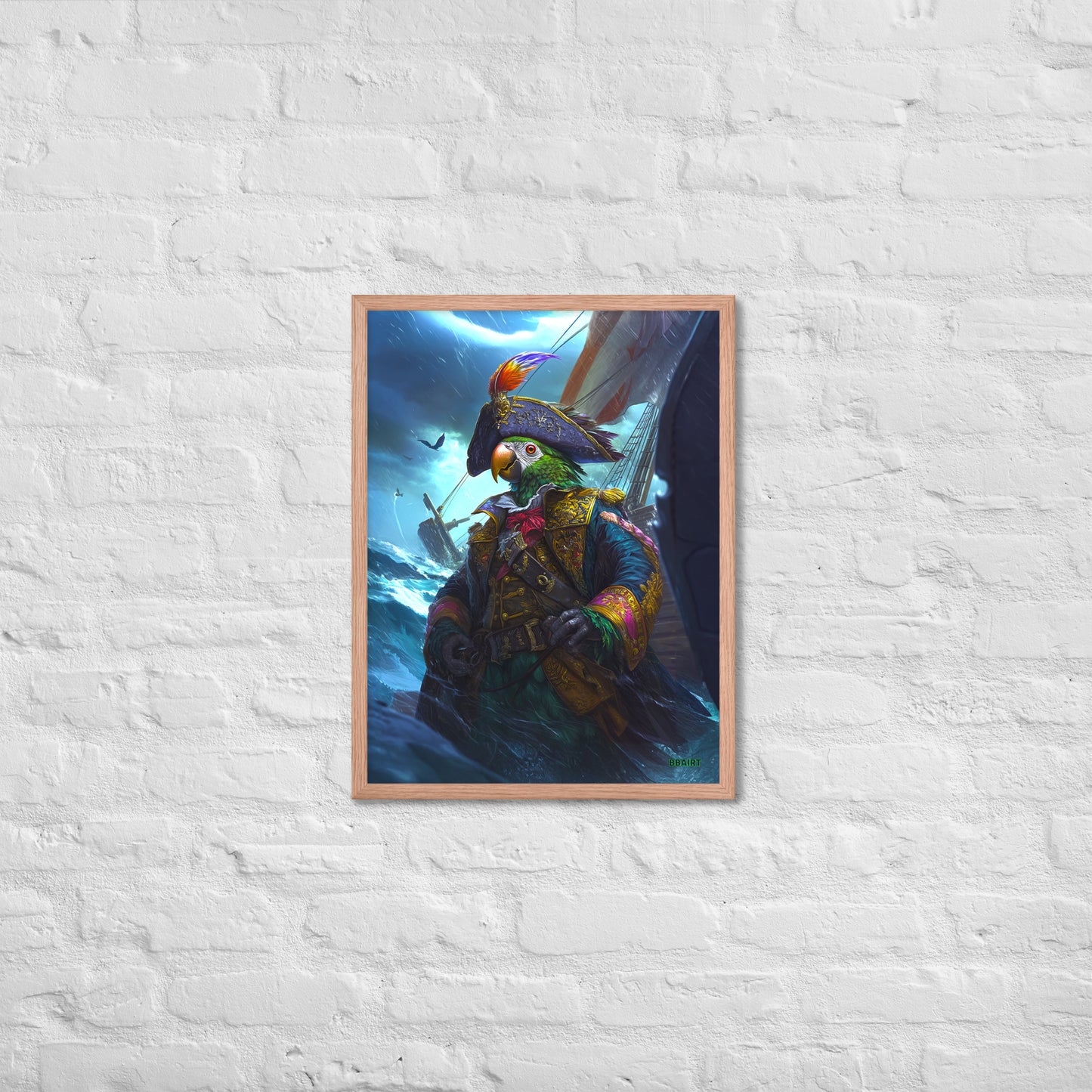 Captain Plume the Pirate Parrot - Framed Matte Poster